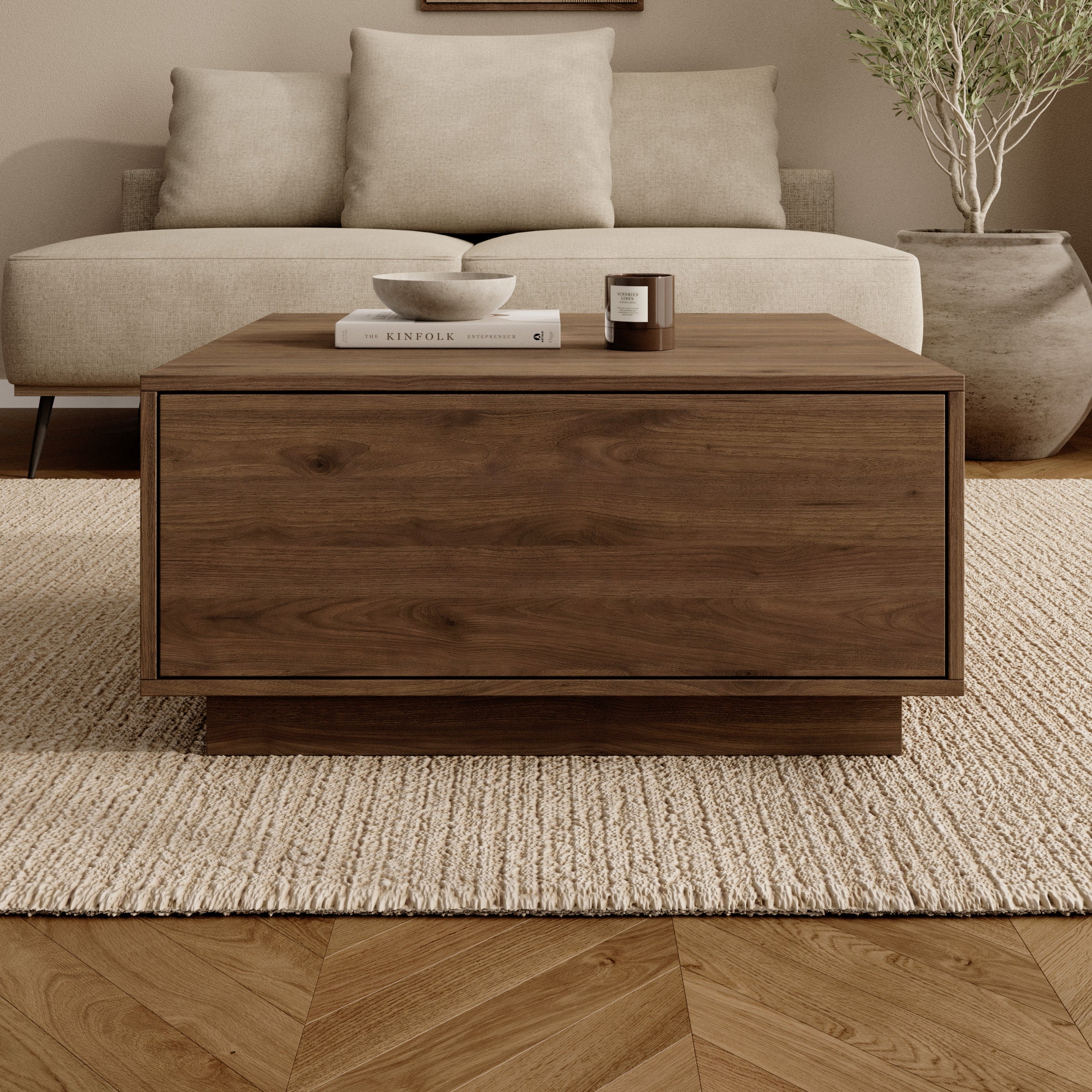 Noven - Salontafel - Walnootpatroon - 80x70x39 cm