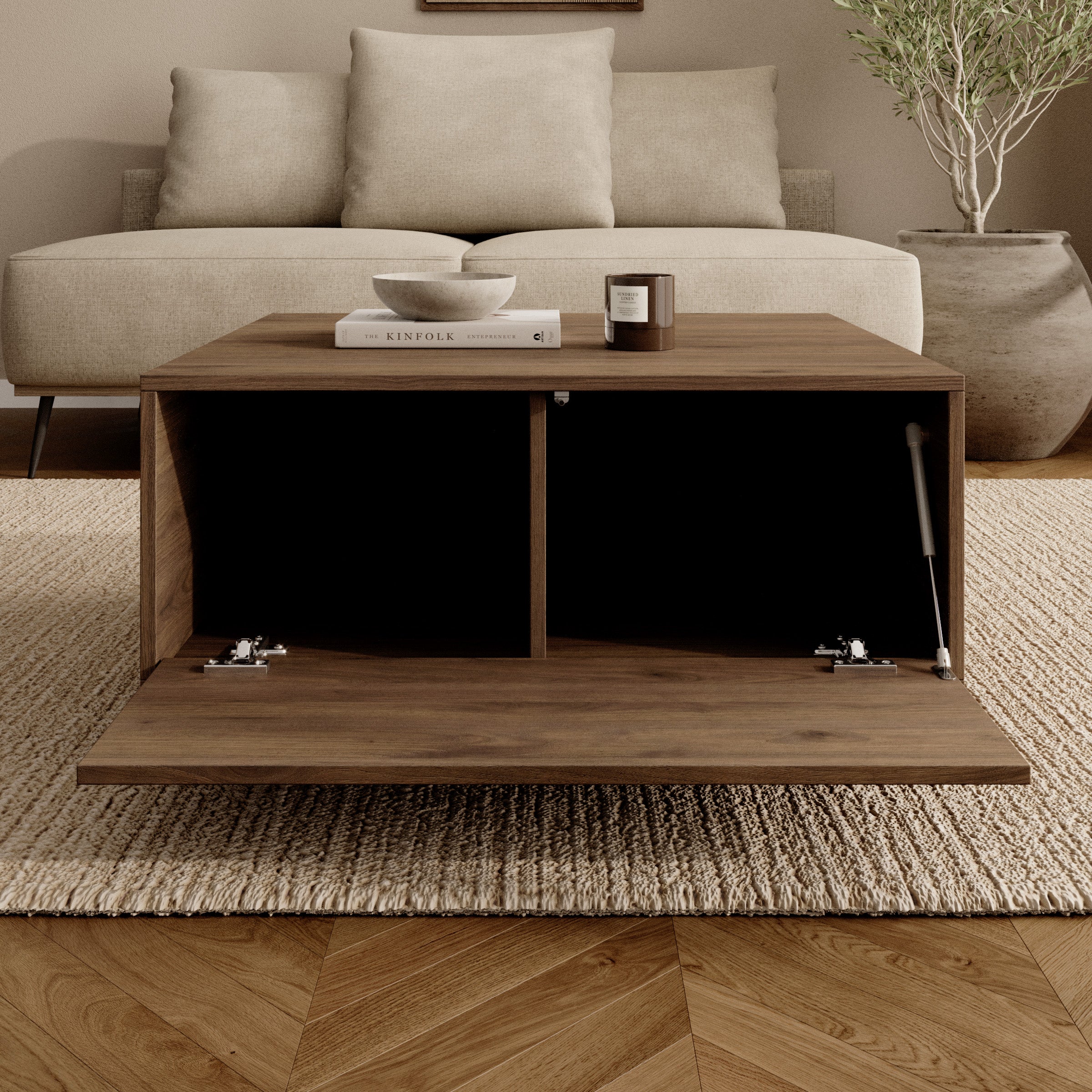 Noven - Salontafel - Walnootpatroon - 80x70x39 cm