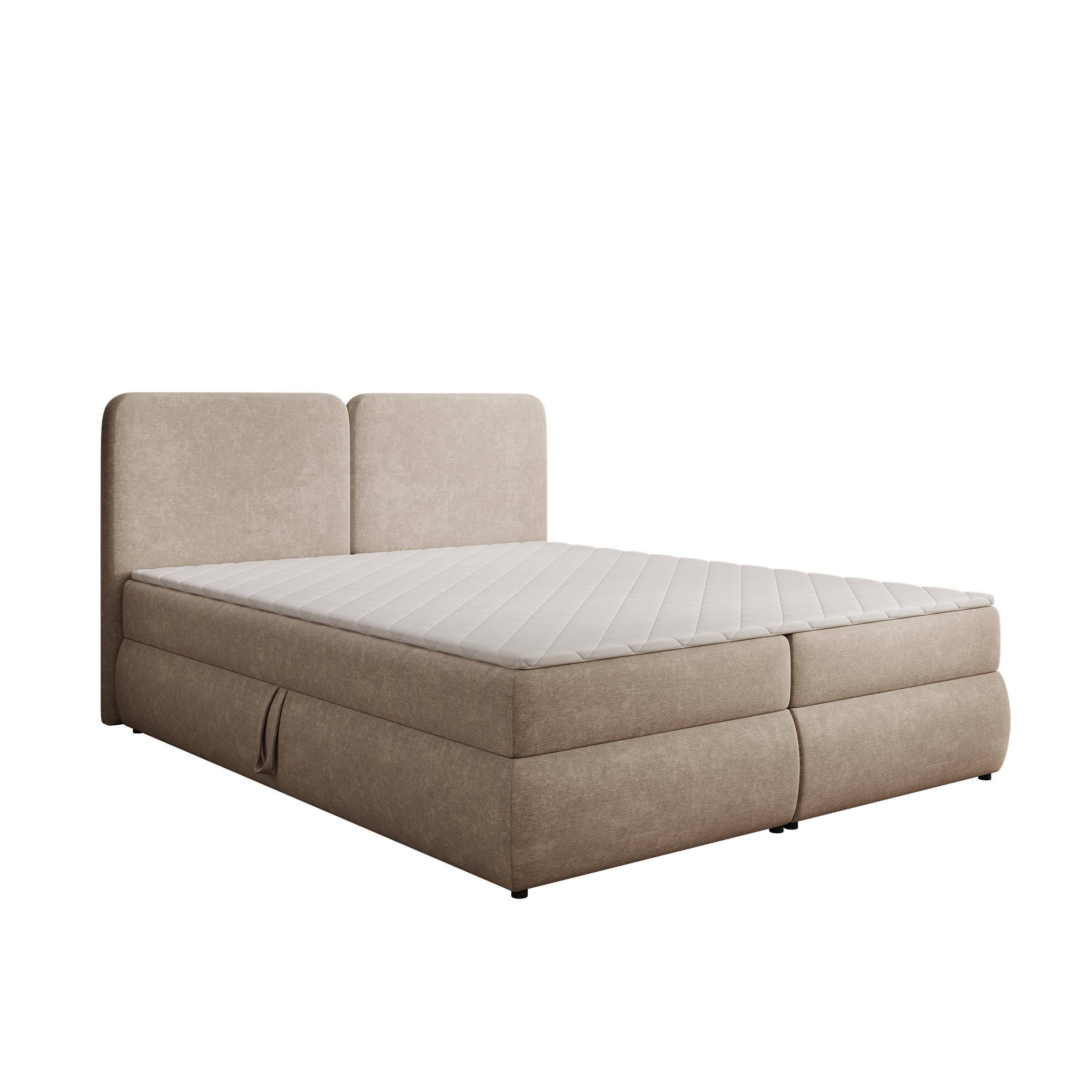 Novu - Boxspring met opbergruimte - Stof beige - 160x200 cm