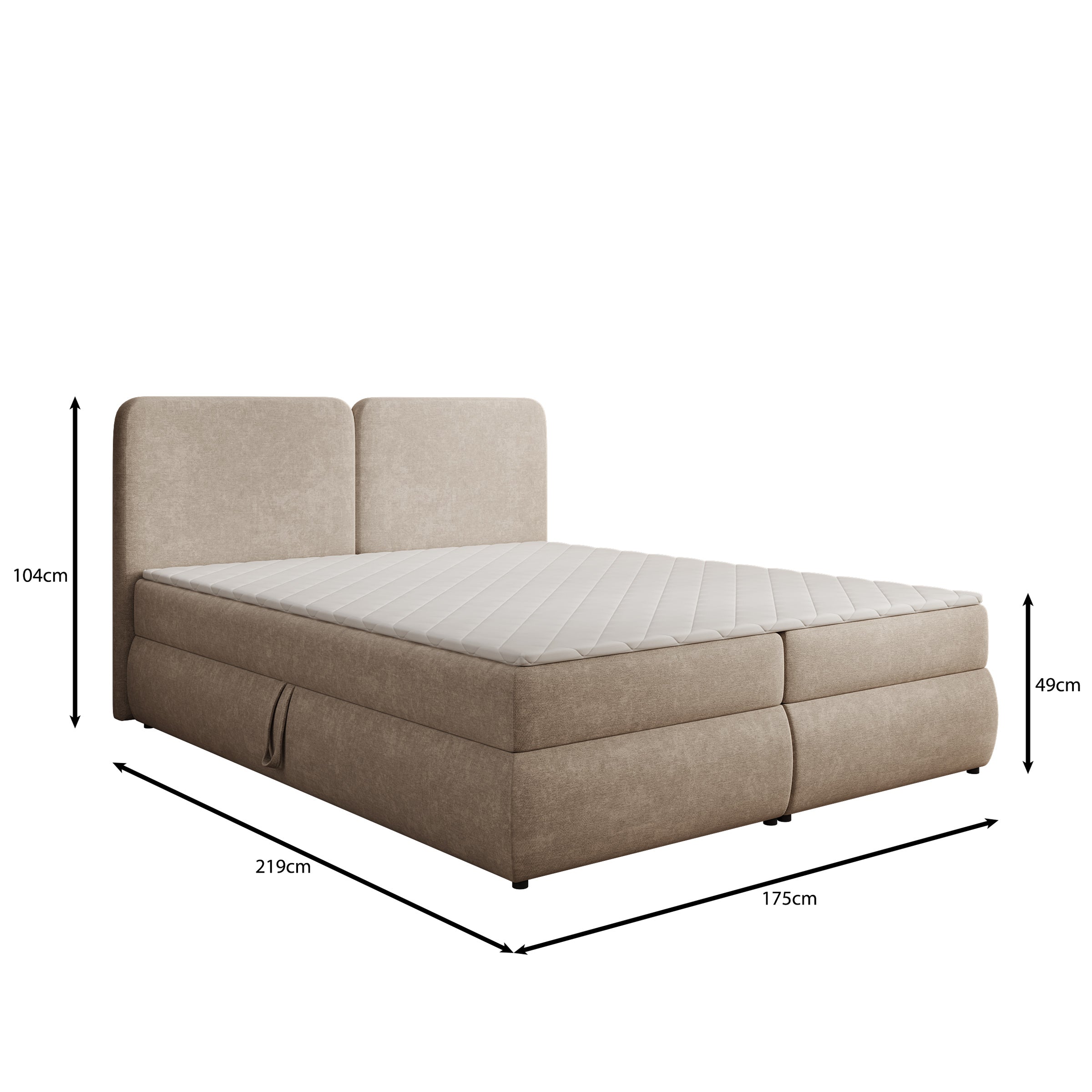 Novu - Boxspring met opbergruimte - Stof beige - 160x200 cm