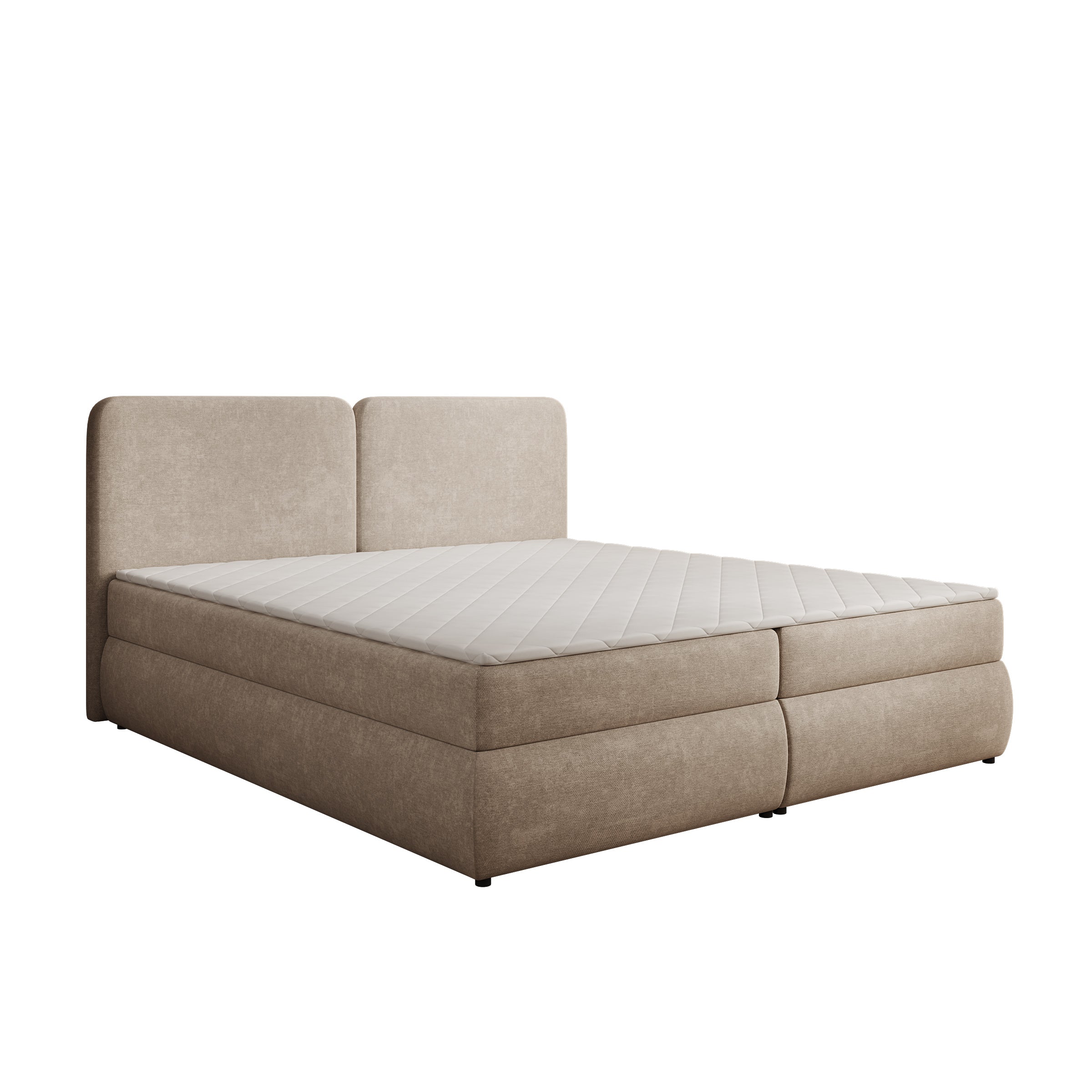 Novu - Boxspring met opbergruimte - Stof beige - 180x200 cm