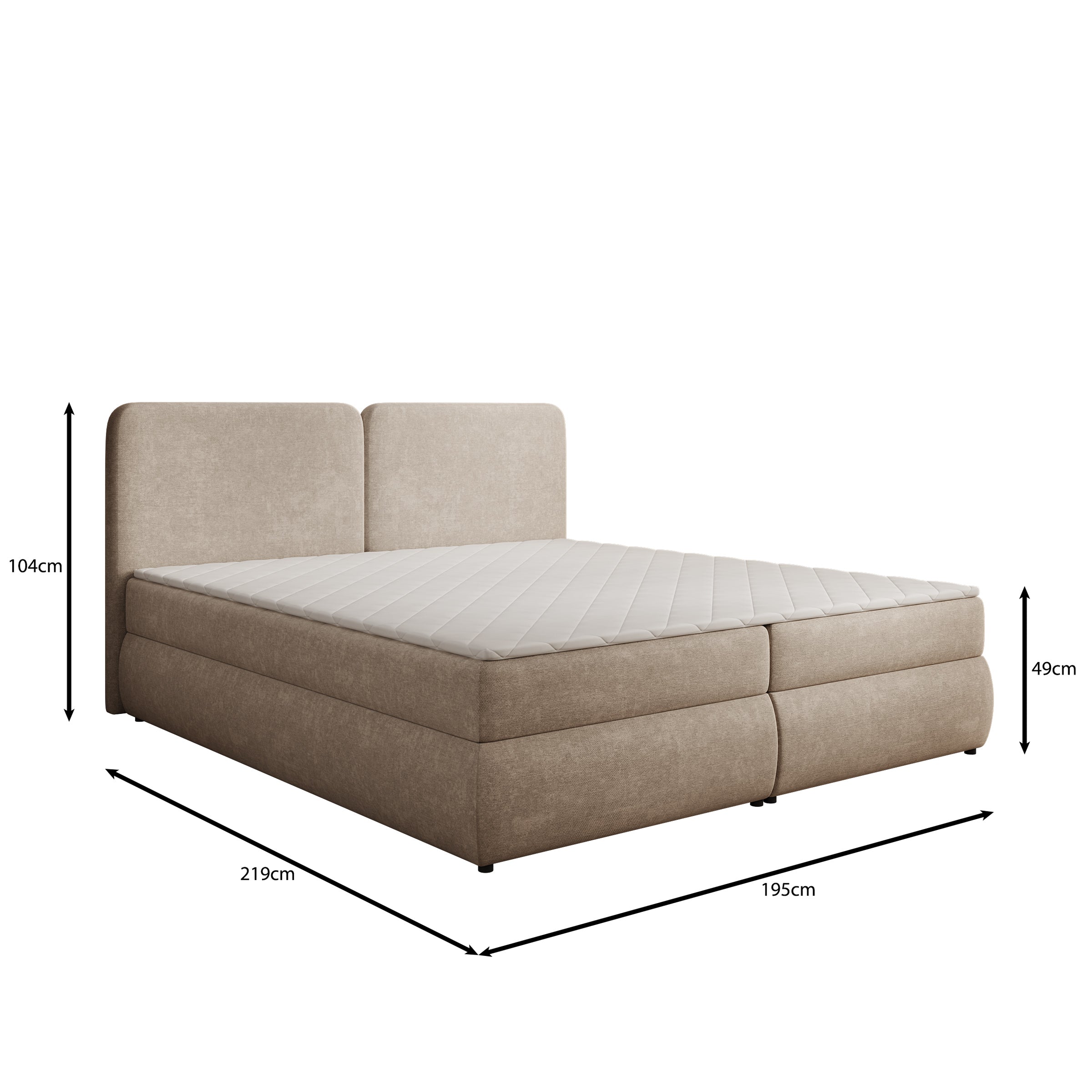 Novu - Boxspring met opbergruimte - Stof beige - 180x200 cm