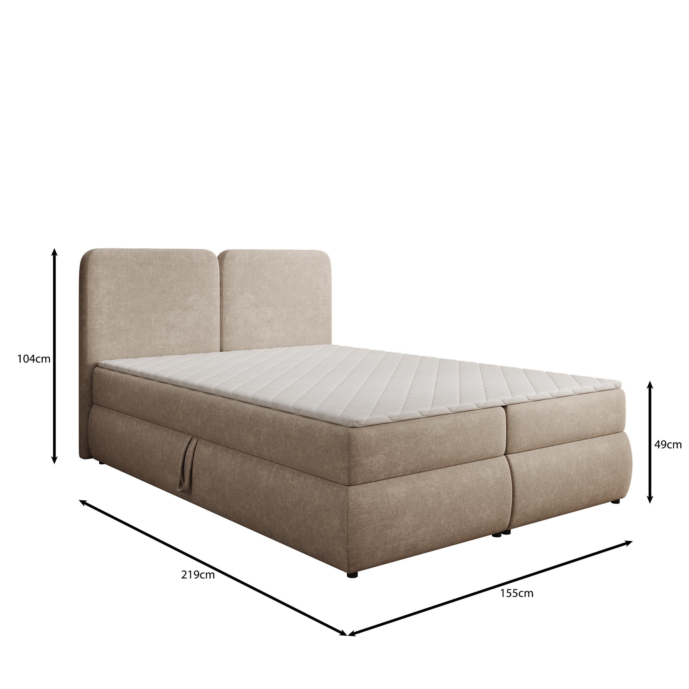 Novu - Boxspring met opbergruimte - Stof beige - 140x200 cm