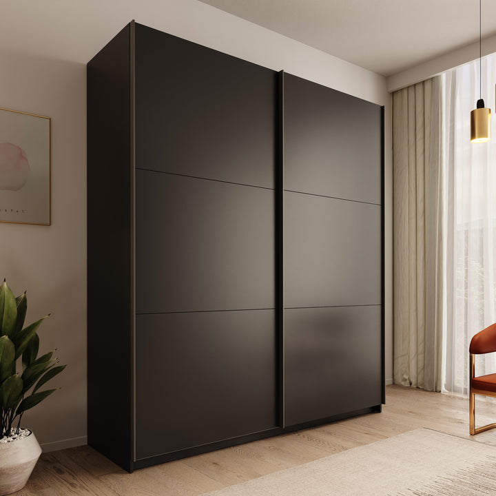 Nuvola - Kledingkast met schuifdeuren - Antraciet - 181x56x205 cm