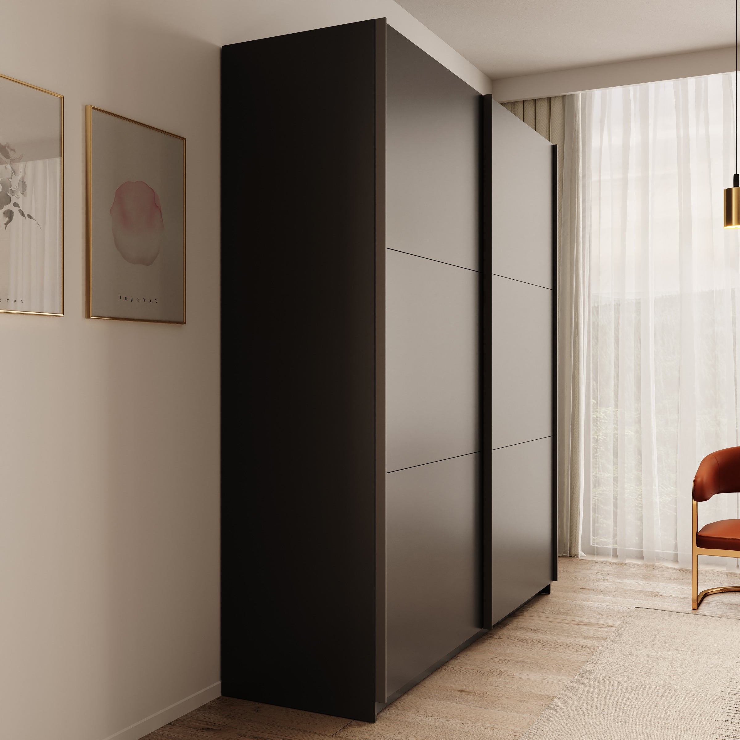 Nuvola - Kledingkast met schuifdeuren - Antraciet - 181x56x205 cm