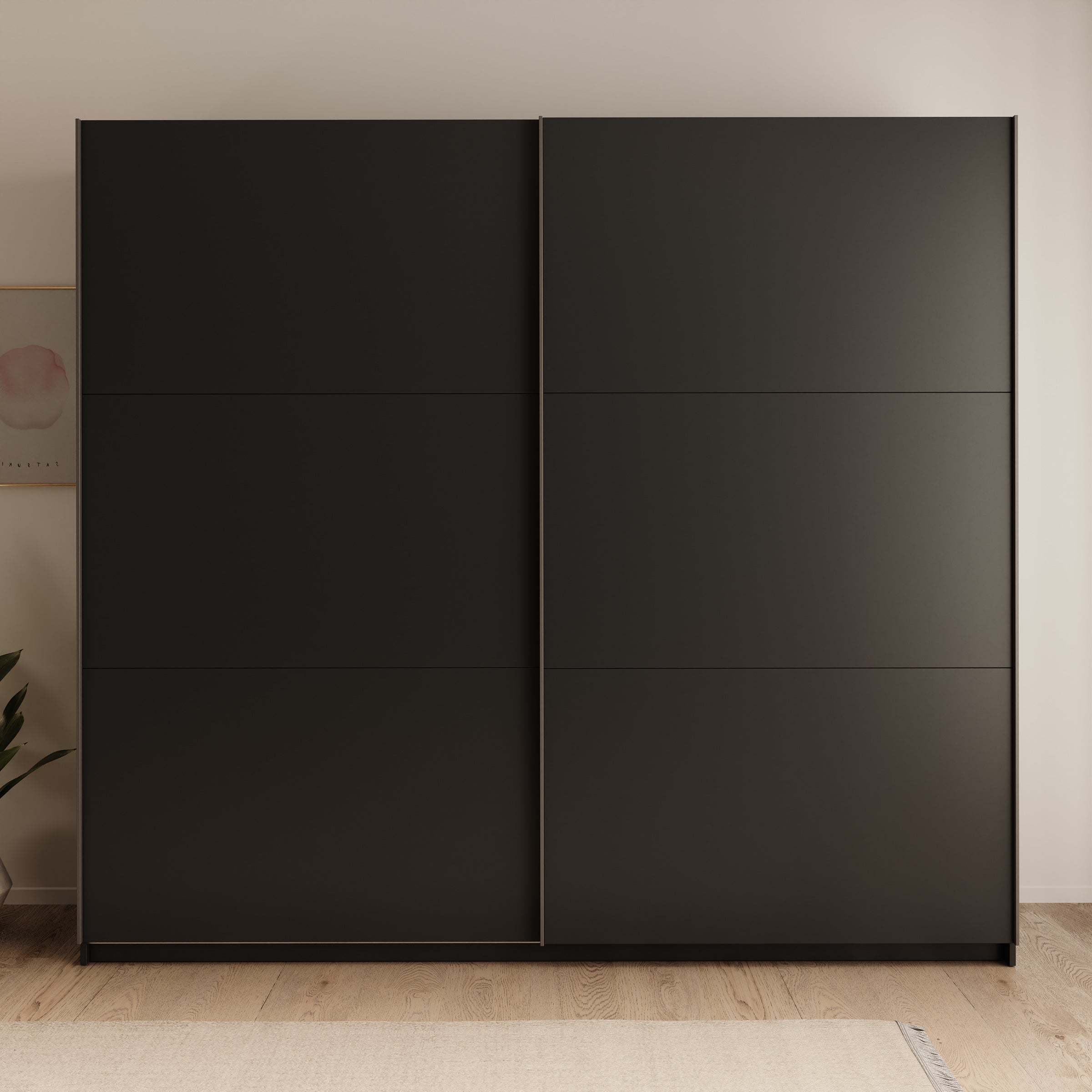 Nuvola - Kledingkast met schuifdeuren - Antraciet - 228x56x205 cm