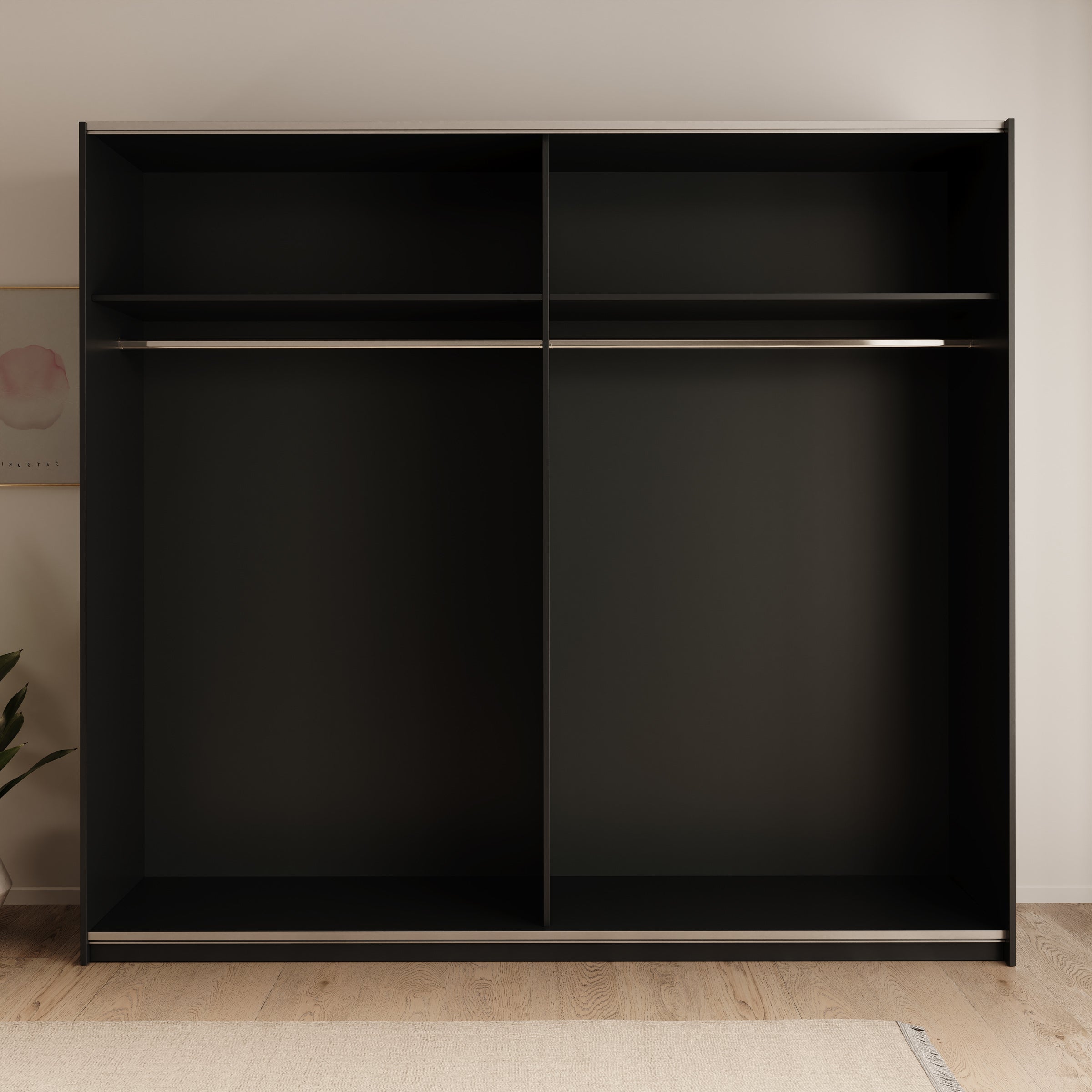Nuvola - Kledingkast met schuifdeuren - Antraciet - 228x56x205 cm