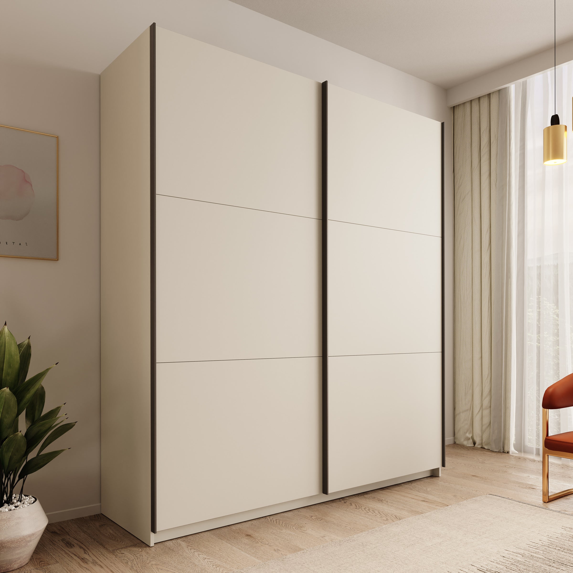 Nuvola - Kledingkast met schuifdeuren - Beige - 181x56x205 cm