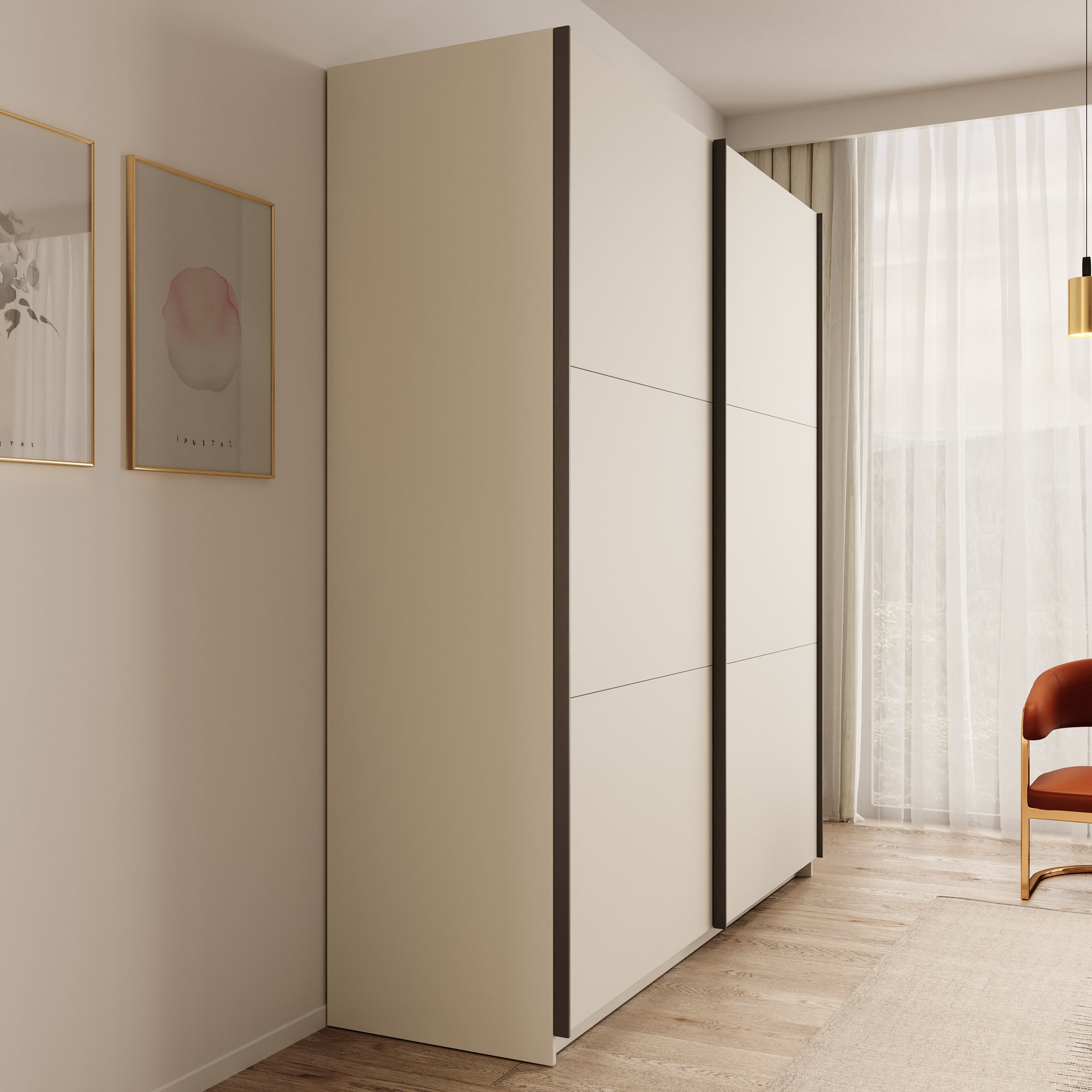 Nuvola - Kledingkast met schuifdeuren - Beige - 181x56x205 cm