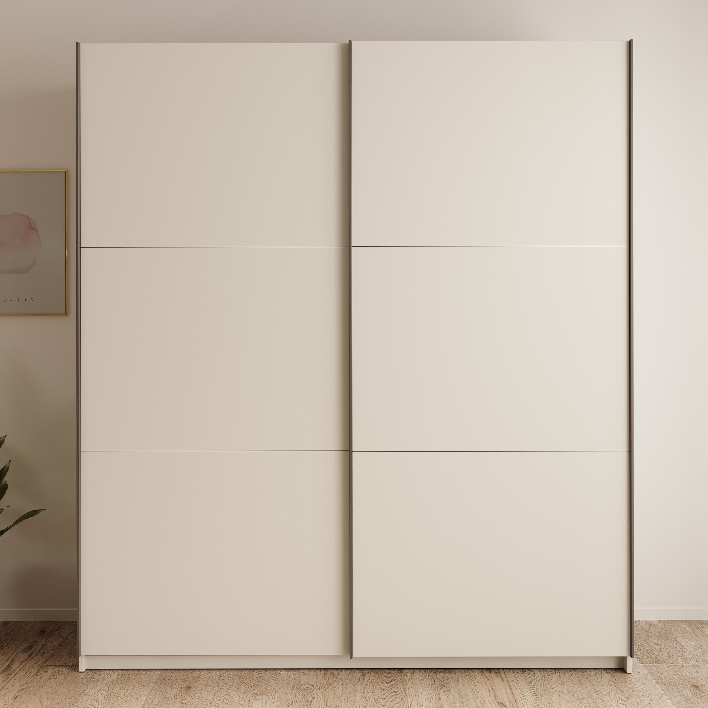 Nuvola - Kledingkast met schuifdeuren - Beige - 181x56x205 cm