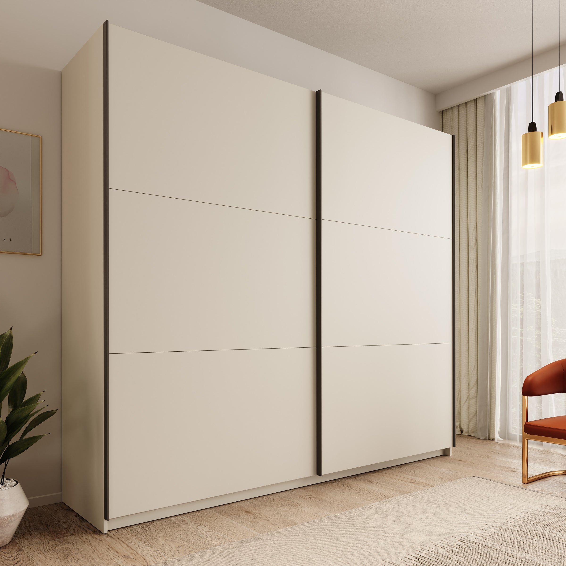 Nuvola - Kledingkast met schuifdeuren - Beige - 228x56x205 cm