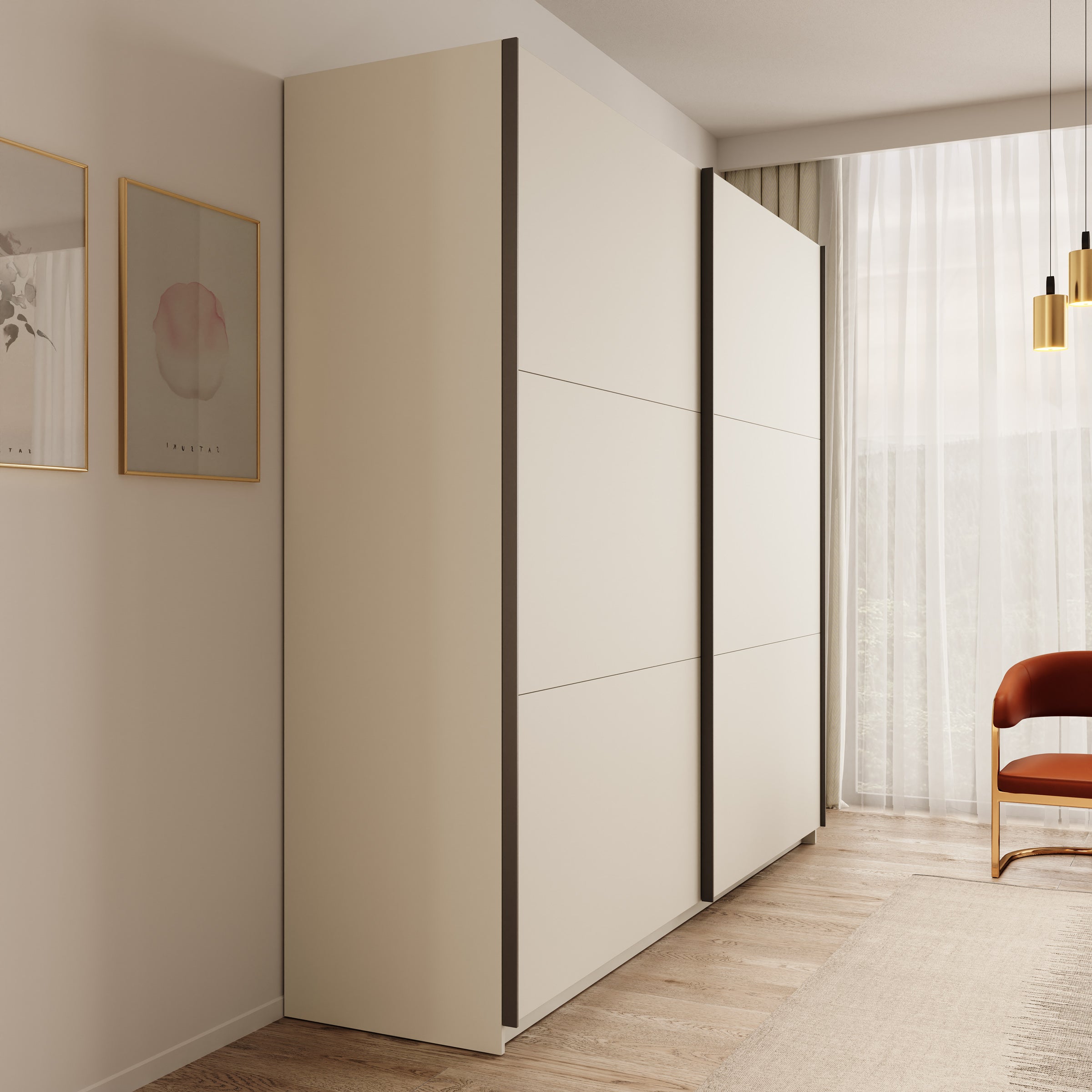 Nuvola - Kledingkast met schuifdeuren - Beige - 228x56x205 cm