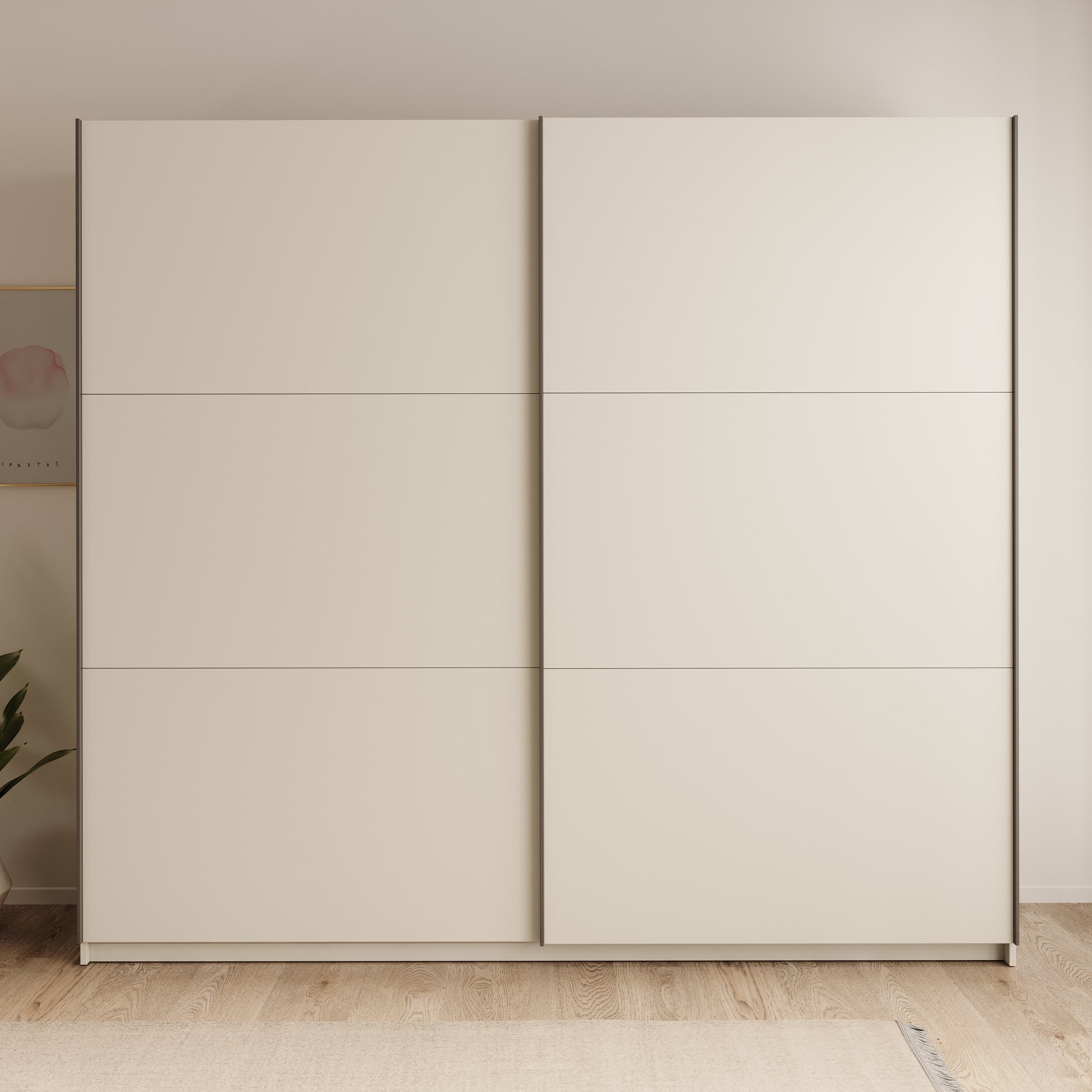 Nuvola - Kledingkast met schuifdeuren - Beige - 228x56x205 cm