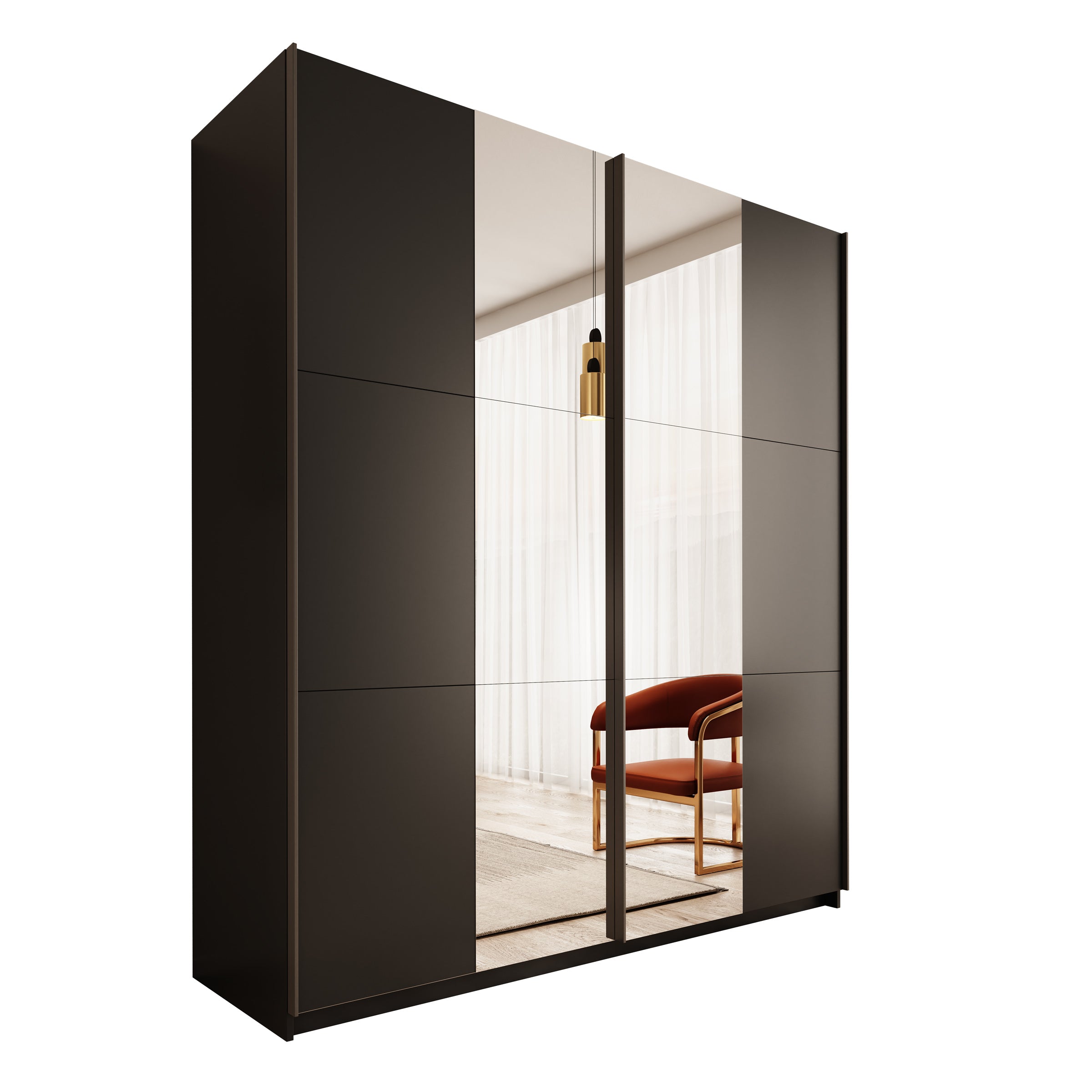Nuvola - Kledingkast met spiegel - Antraciet - 181x56x205 cm
