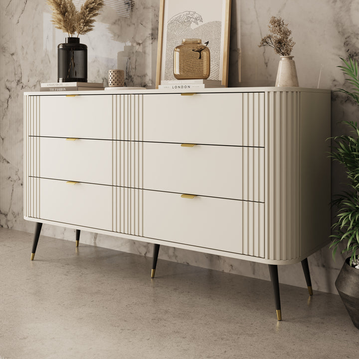 Oahu - Ladekast 6 lades - Beige - 138x40x80 cm