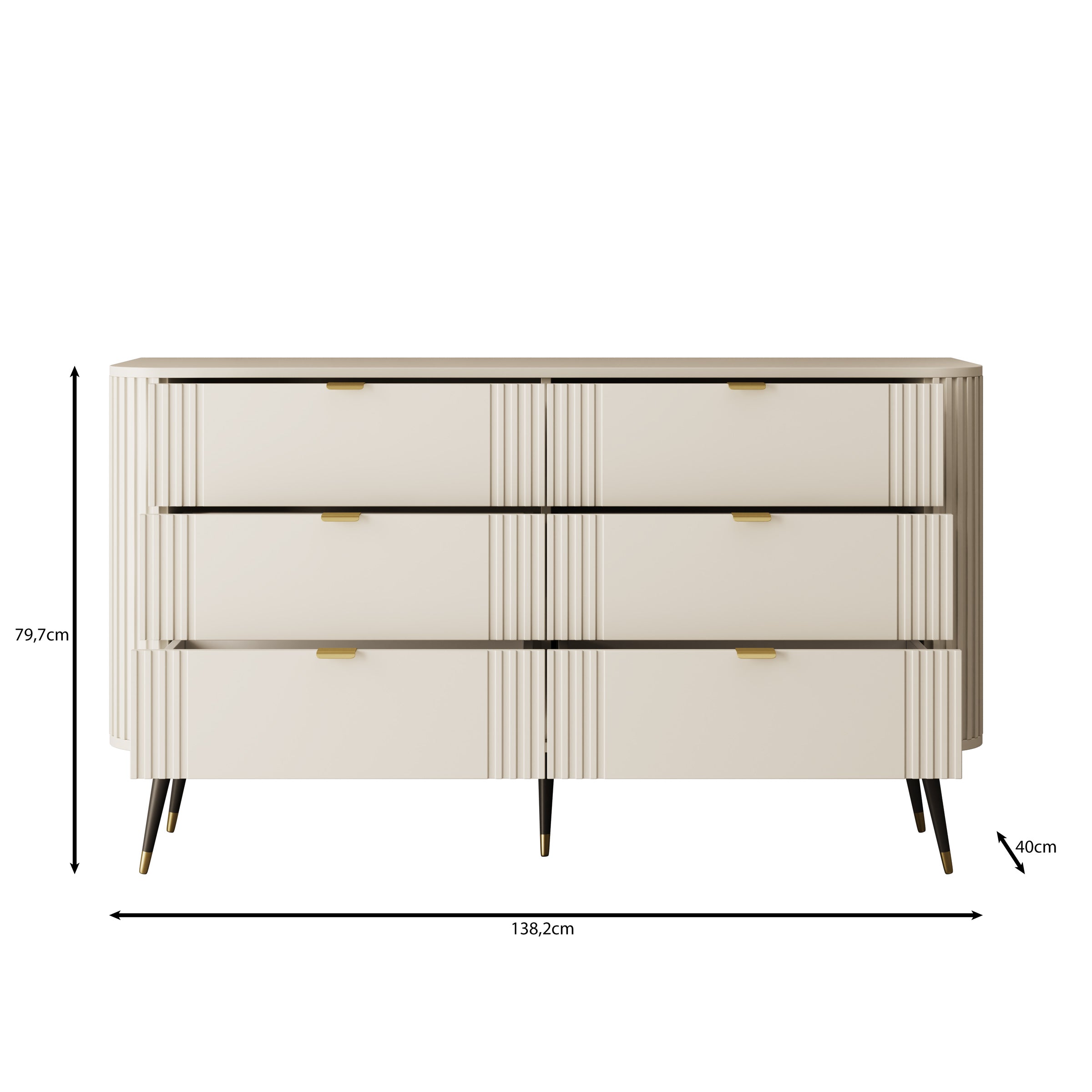 Oahu - Ladekast 6 lades - Beige - 138x40x80 cm