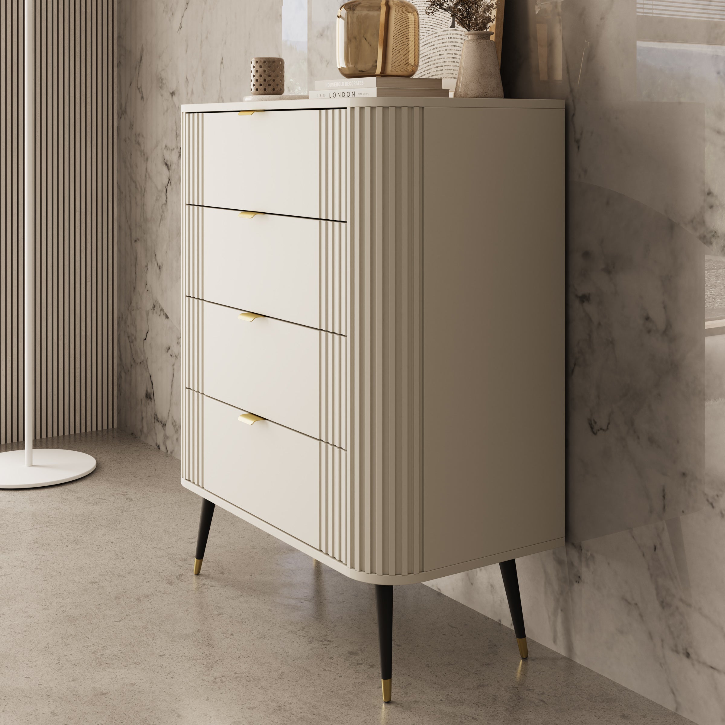 Oahu - Ladekast met 4 lades - Beige - 78x40x99 cm