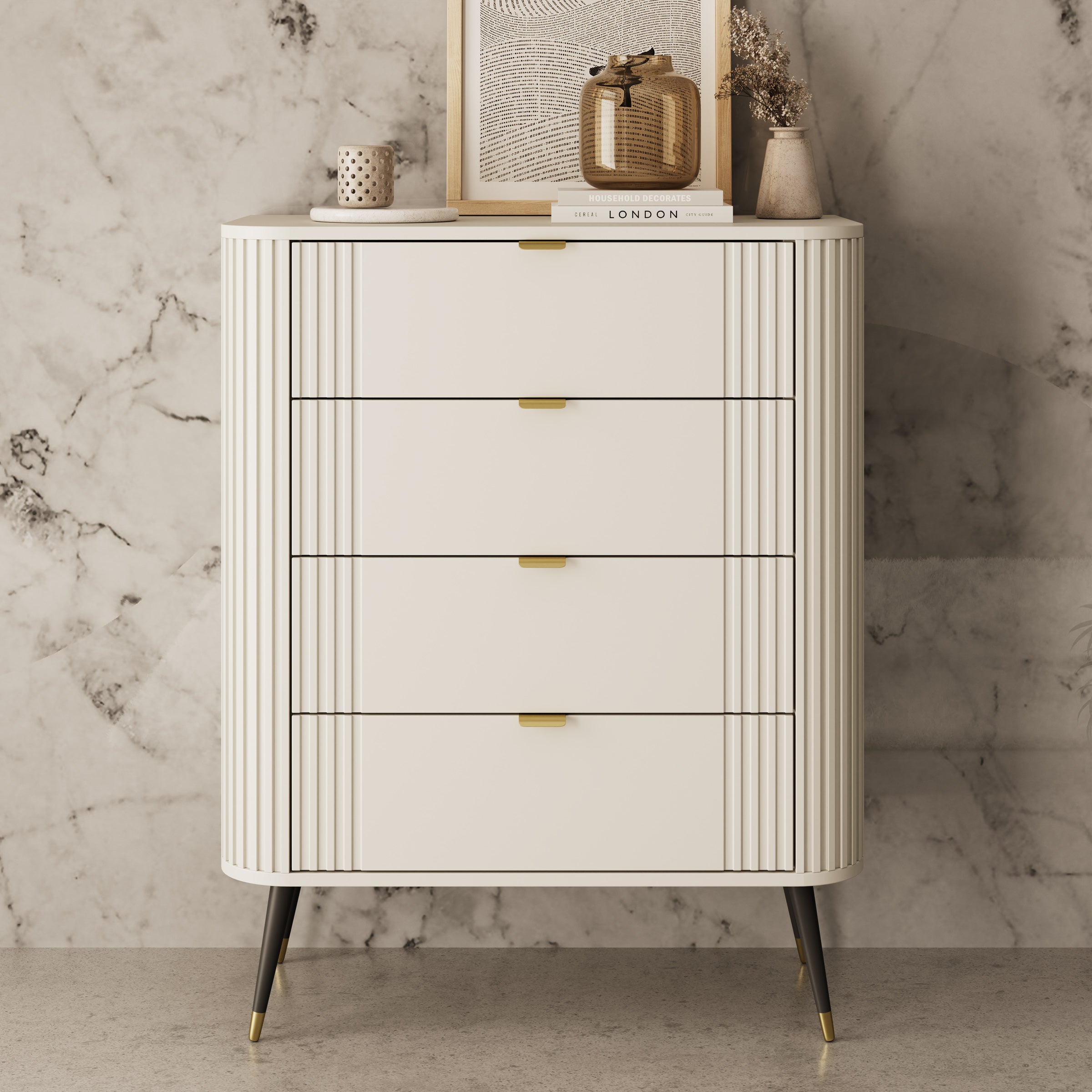 Oahu - Ladekast met 4 lades - Beige - 78x40x99 cm