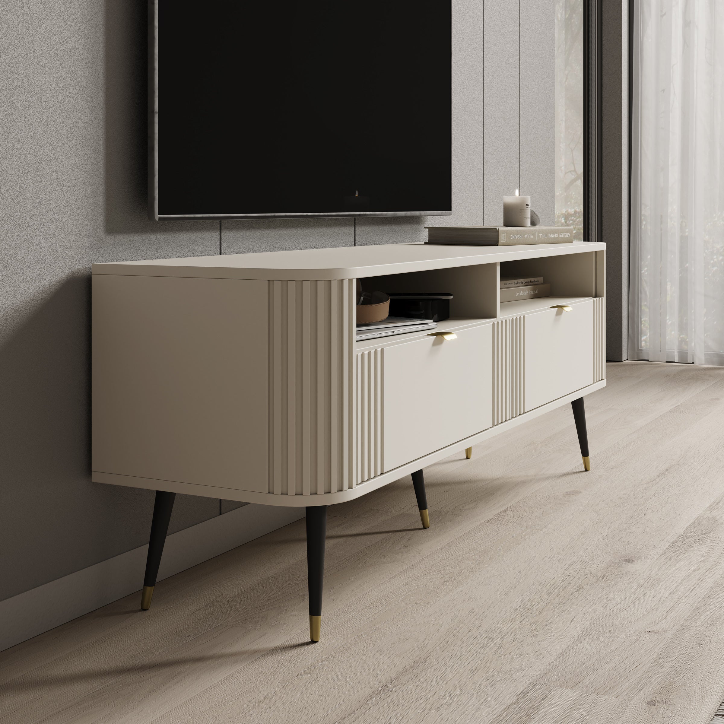 Oahu - TV-Meubel - Beige - 138x40x53 cm