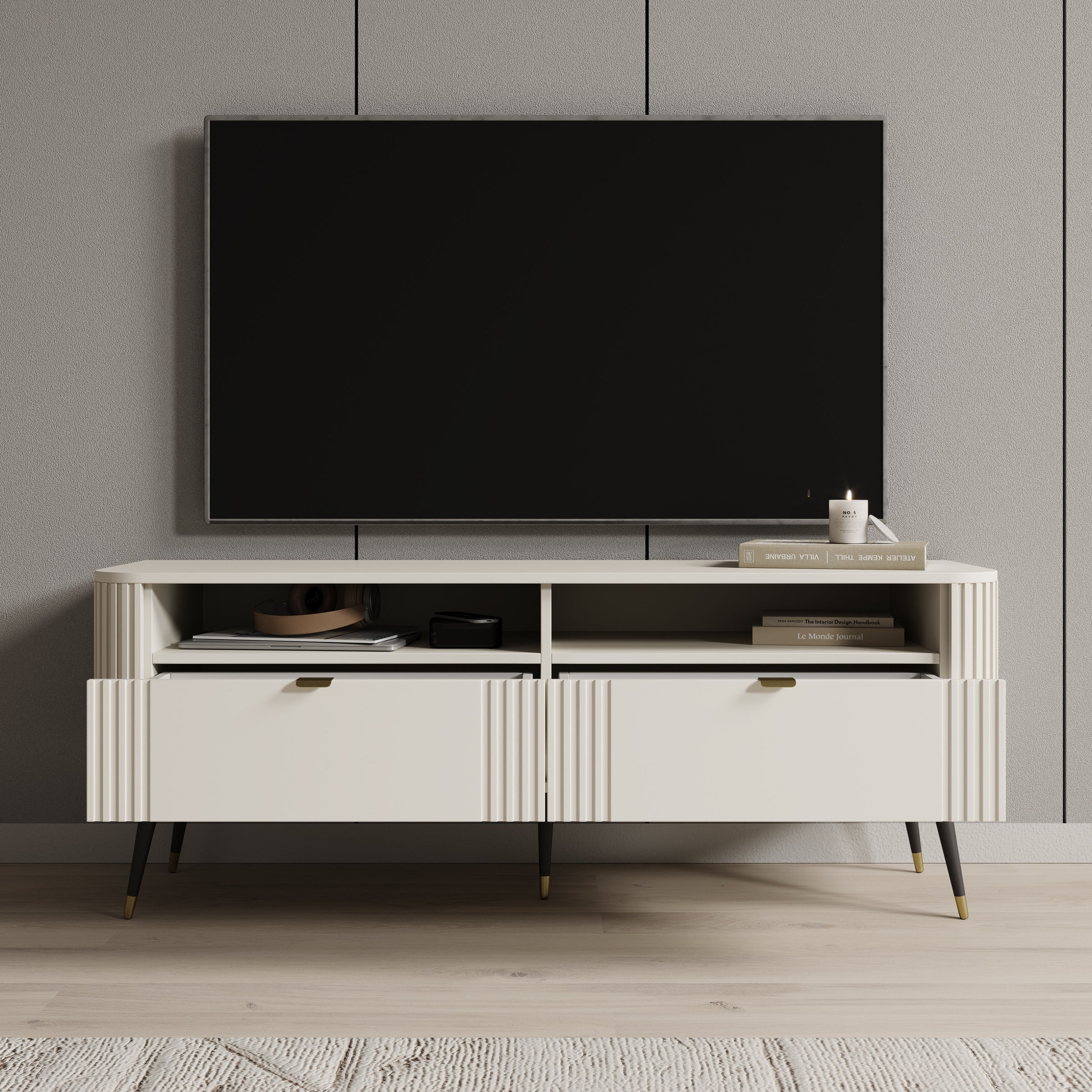 Oahu - TV-Meubel - Beige - 138x40x53 cm