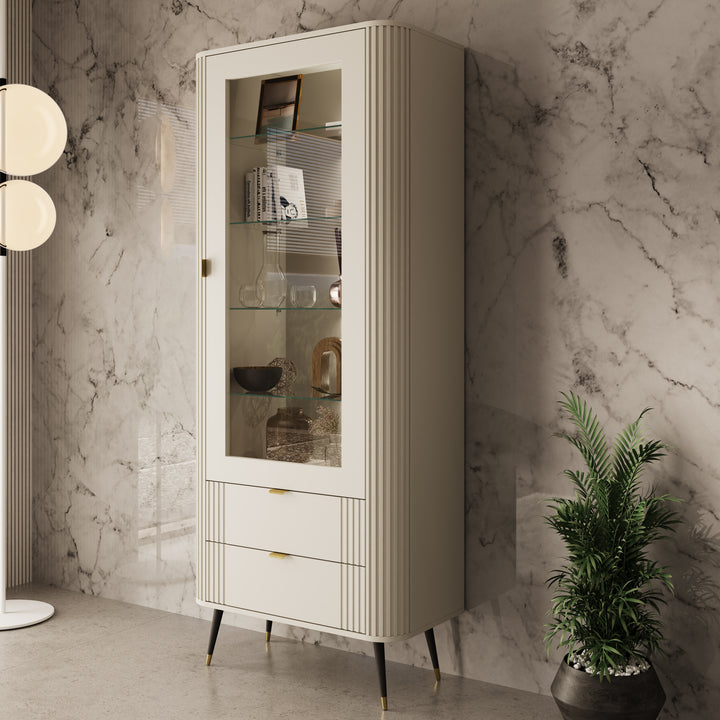 Oahu - Vitrinekast - Beige - 78x40x192 cm