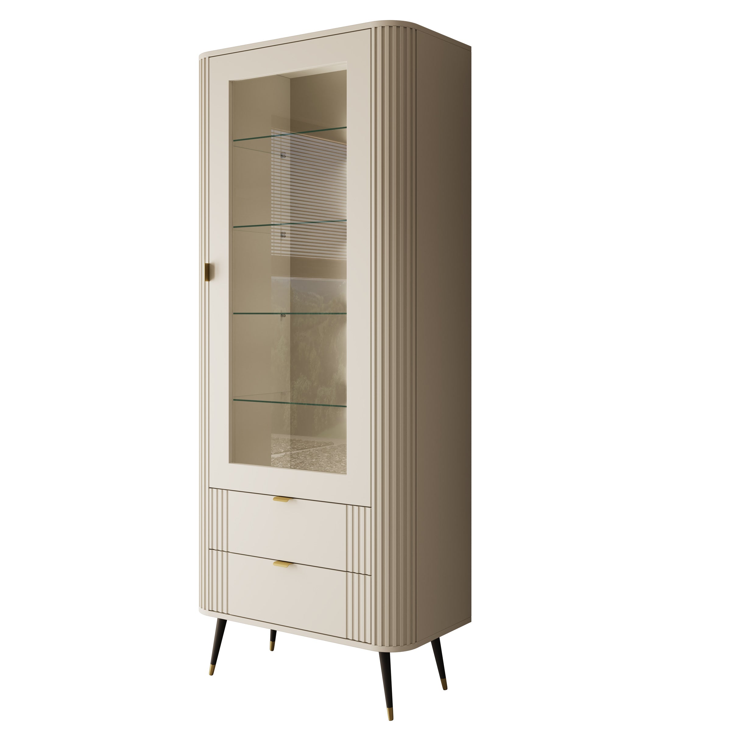 Oahu - Vitrinekast - Beige - 78x40x192 cm