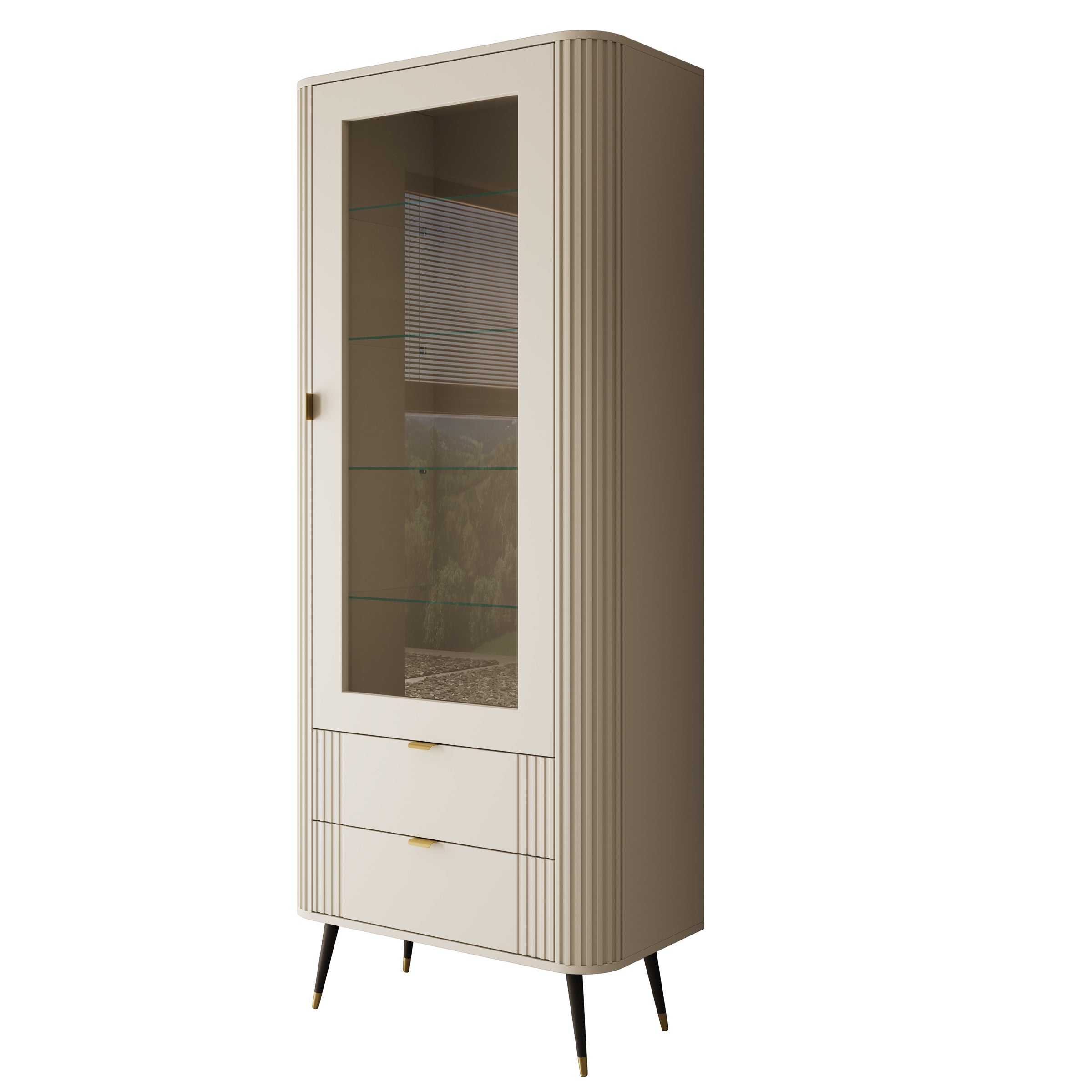 Oahu - Vitrinekast - Beige - 78x40x192 cm