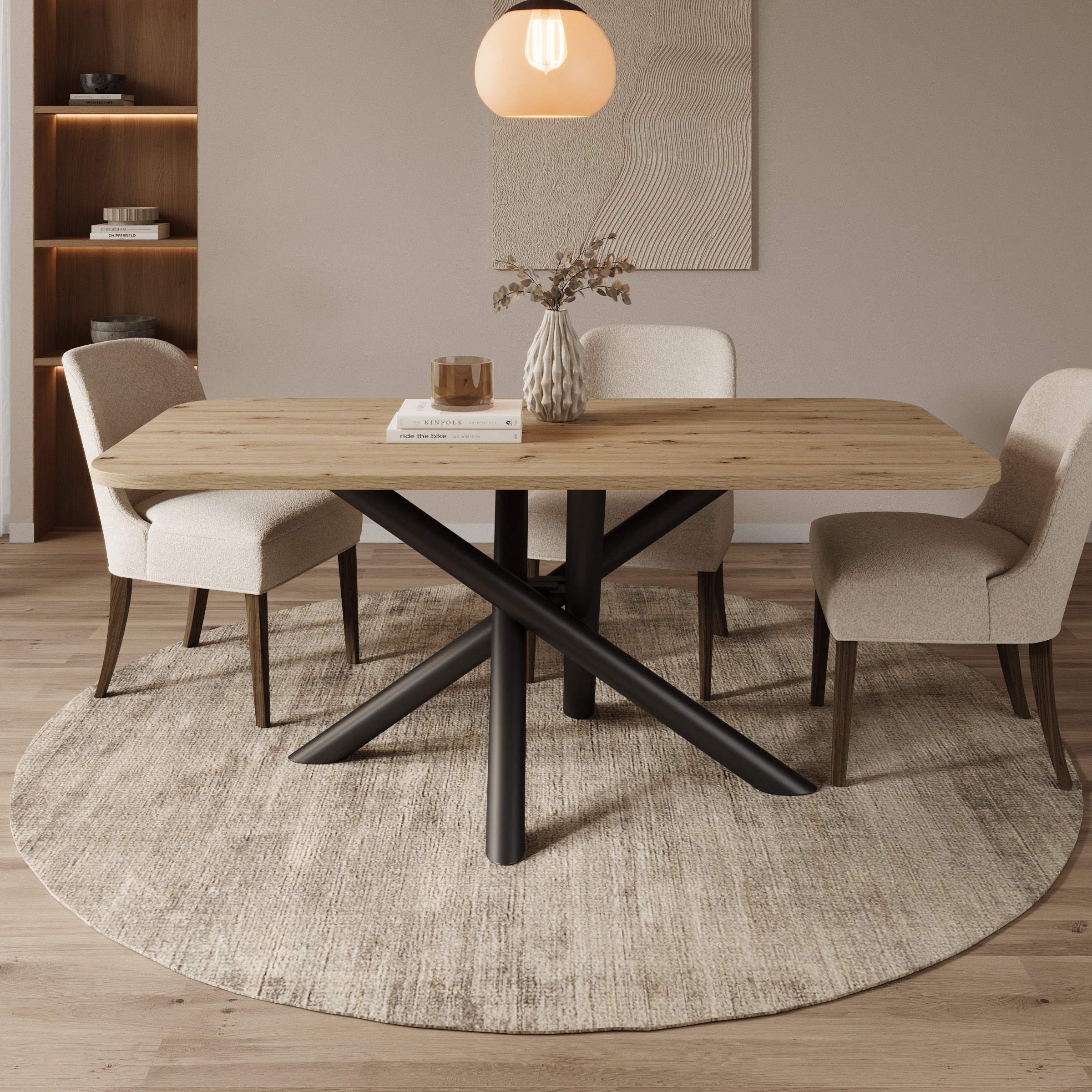 Odin - Eetkamertafel - Eikenpatroon - 185x90x76 cm