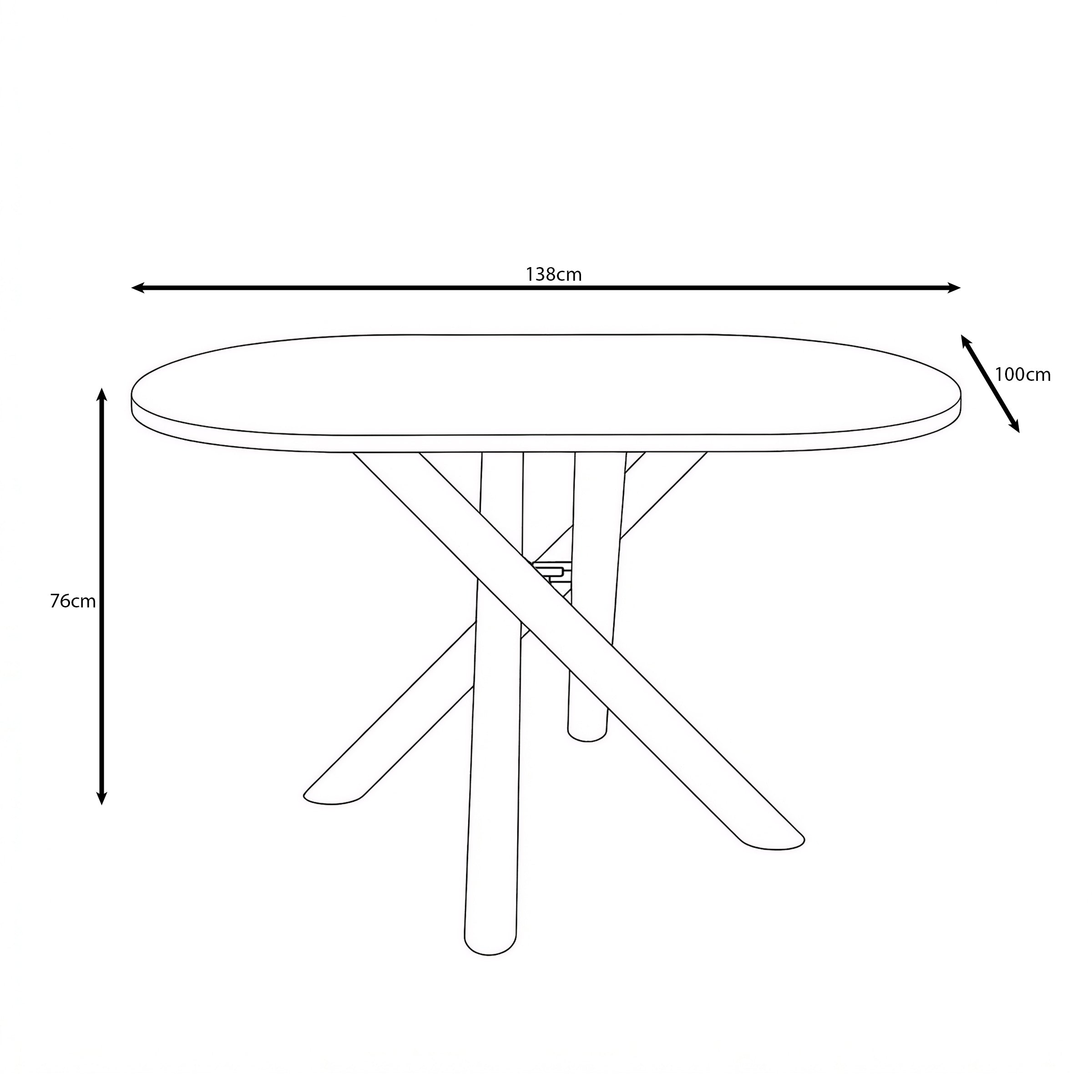 Odin - Eetkamertafel - Walnootpatroon - 138x100x76 cm