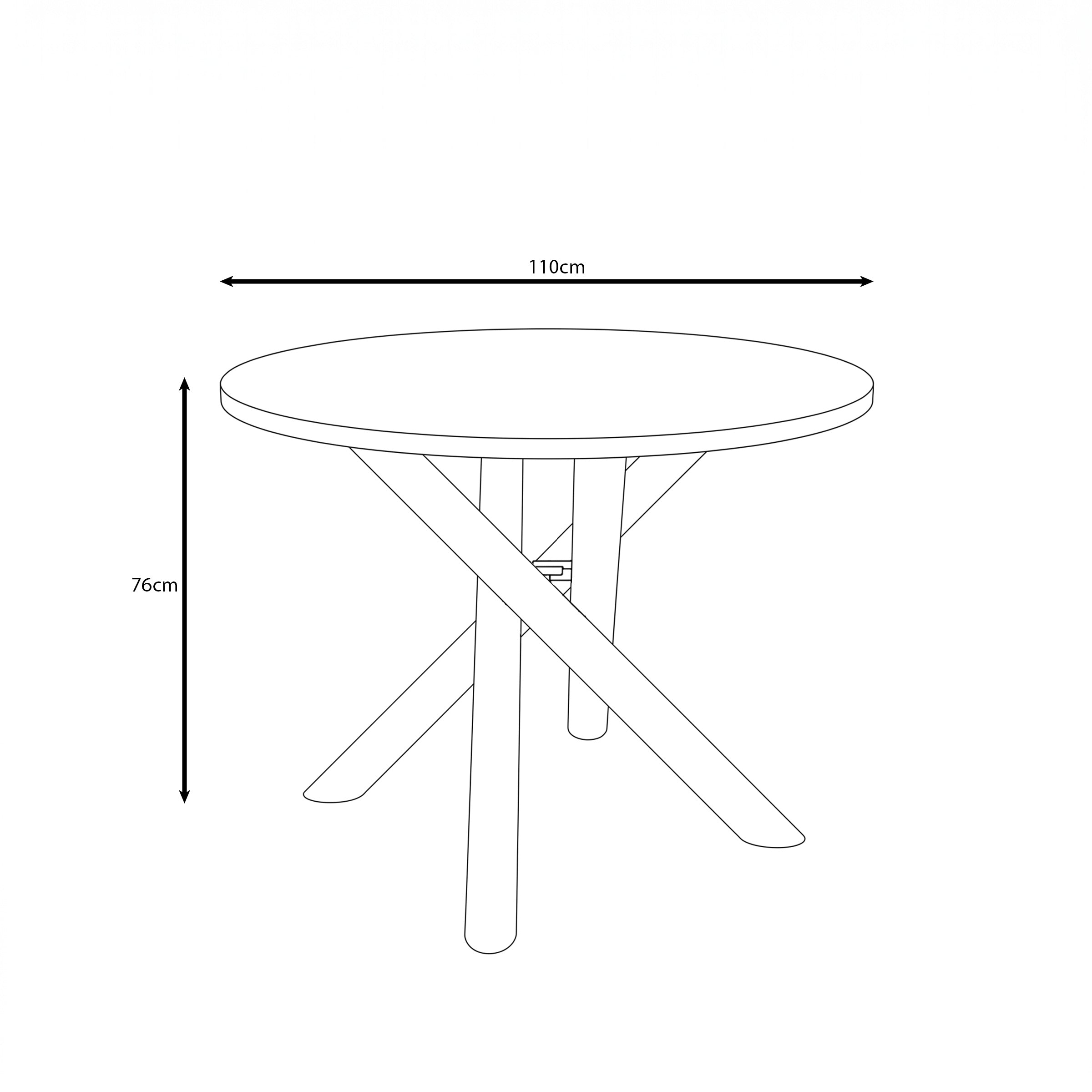 Odin - Eetkamertafel - Zwart eikenpatroon - 110x110x76 cm