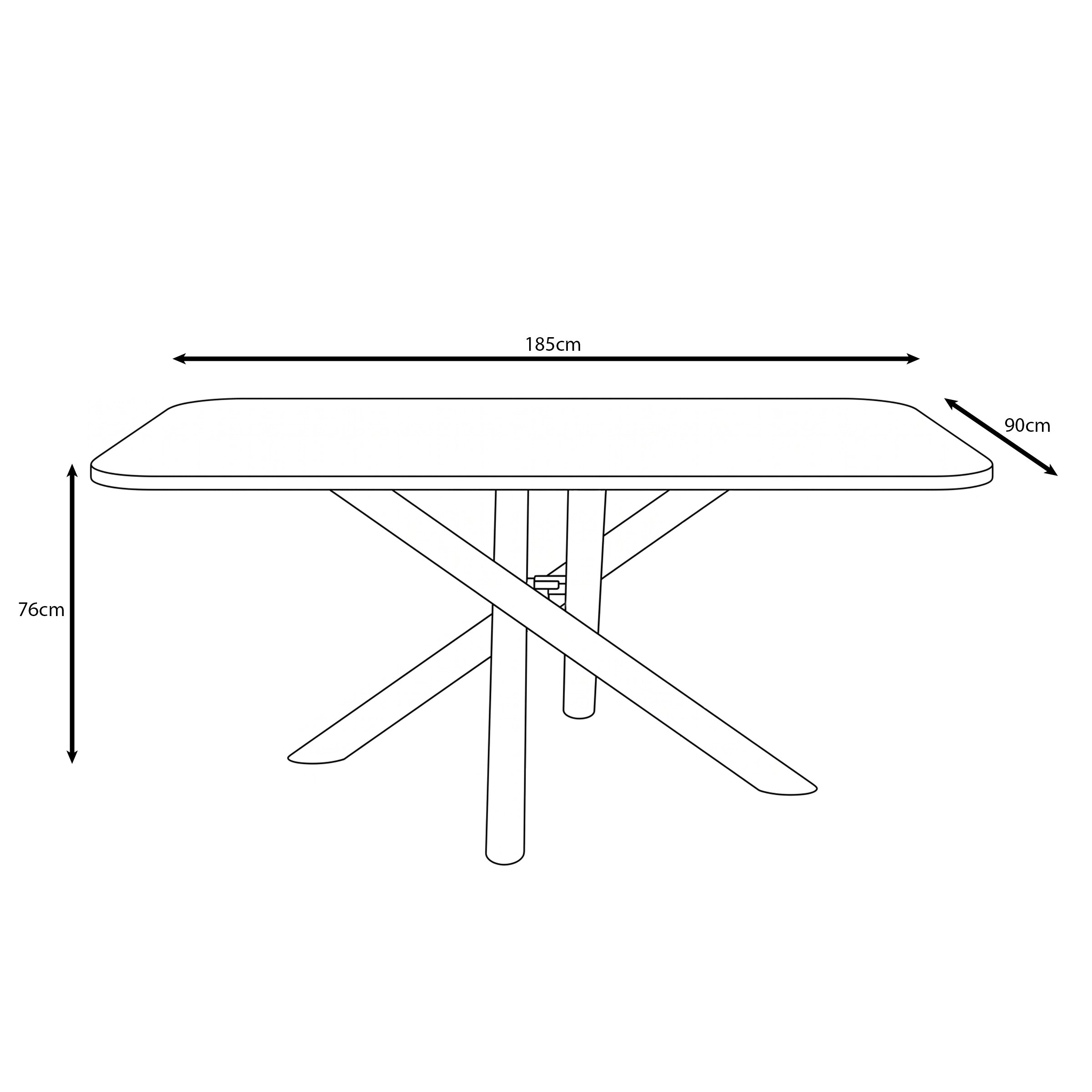 Odin - Eetkamertafel - Zwart eikenpatroon - 185x90x76 cm