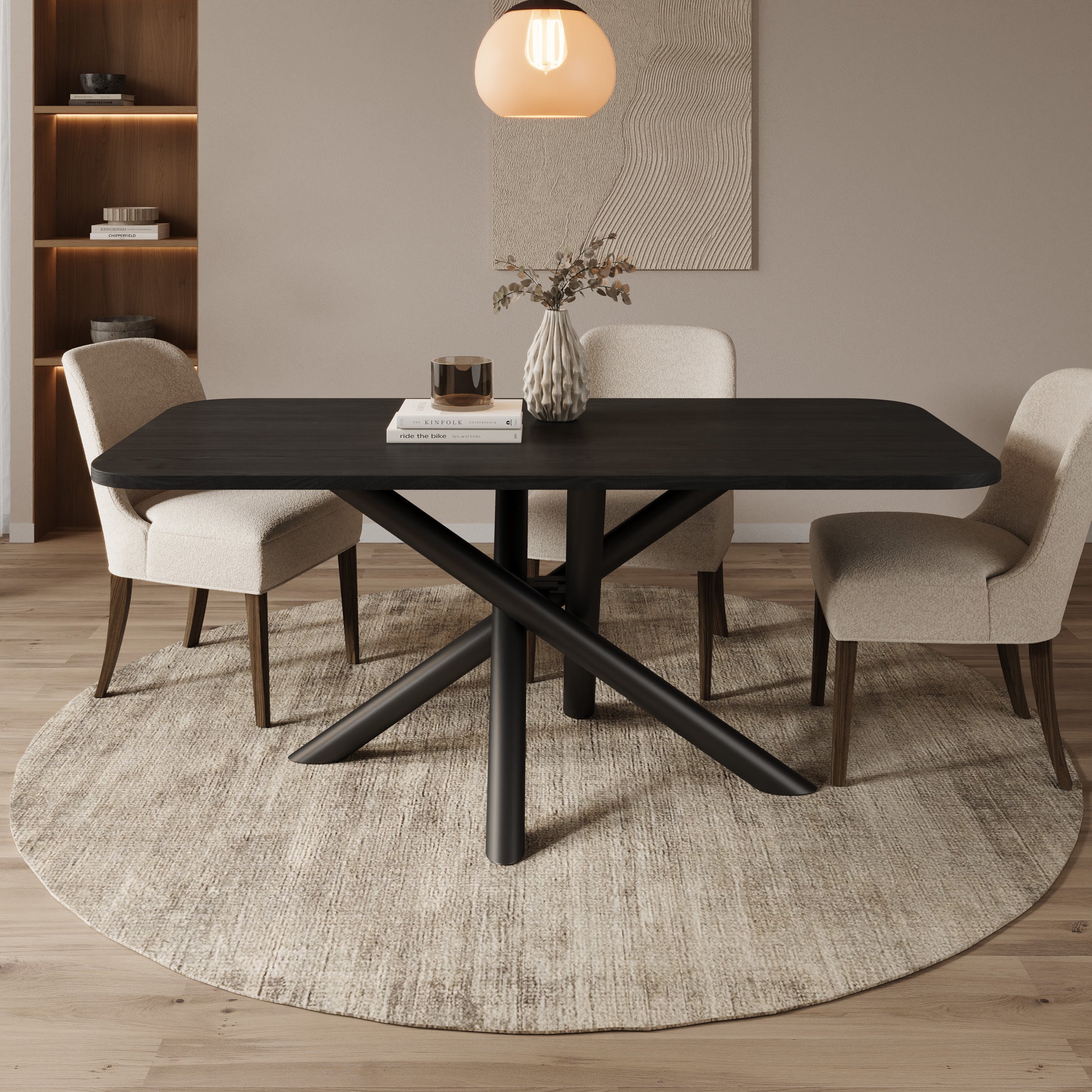 Odin - Eetkamertafel - Zwart eikenpatroon - 185x90x76 cm