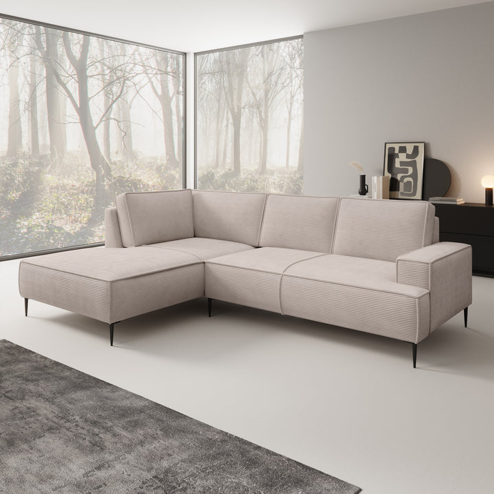 Odin - Hoekbank 3-zits - Ribstof beige - Links