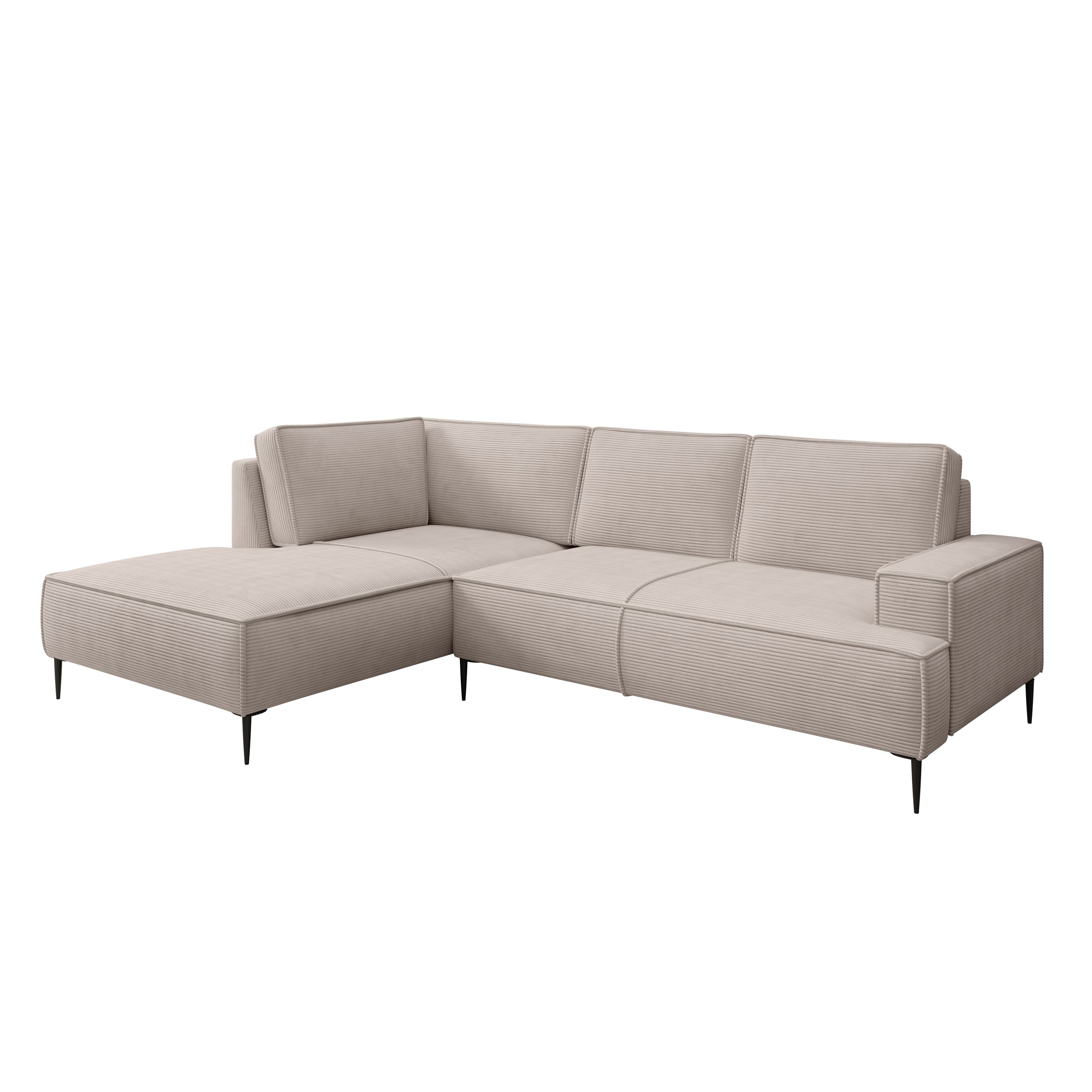 Odin - Hoekbank 3-zits - Ribstof beige - Links
