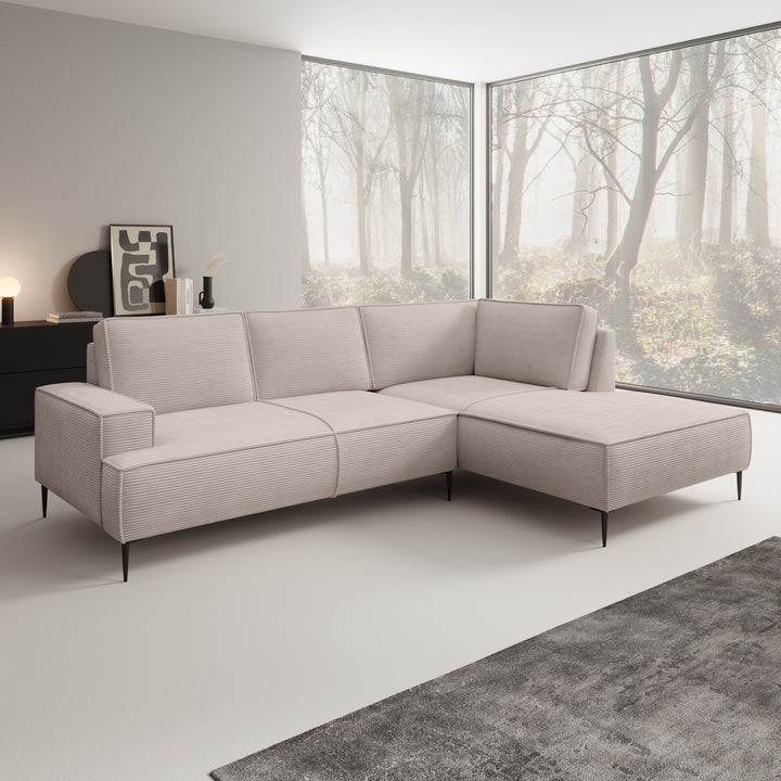 Odin - Hoekbank 3-zits - Ribstof beige - Rechts