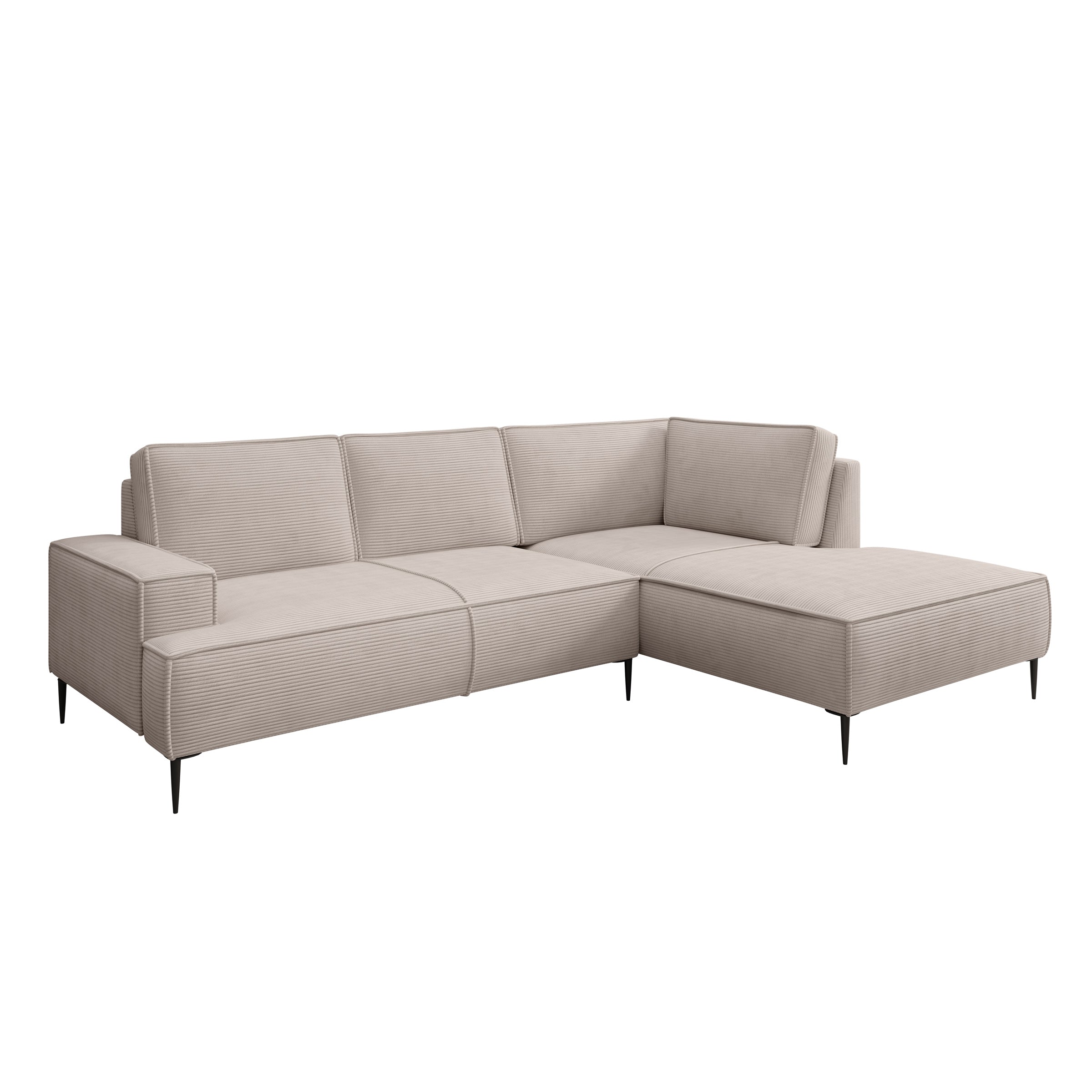 Odin - Hoekbank 3-zits - Ribstof beige - Rechts
