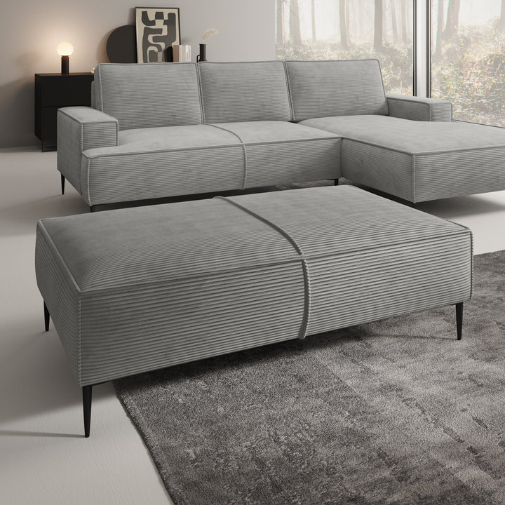 Odin - Poef - Ribstof grijs