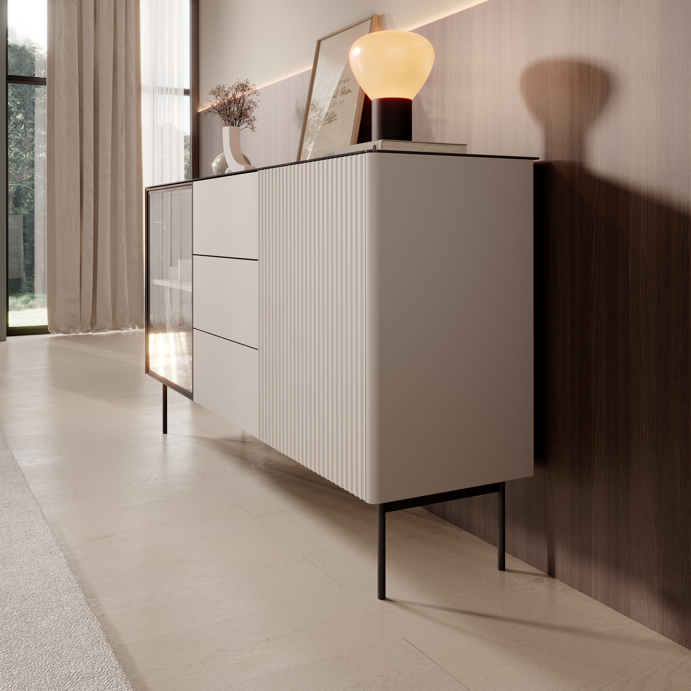 Okari - Dressoir - Beige - 157x39x84 cm