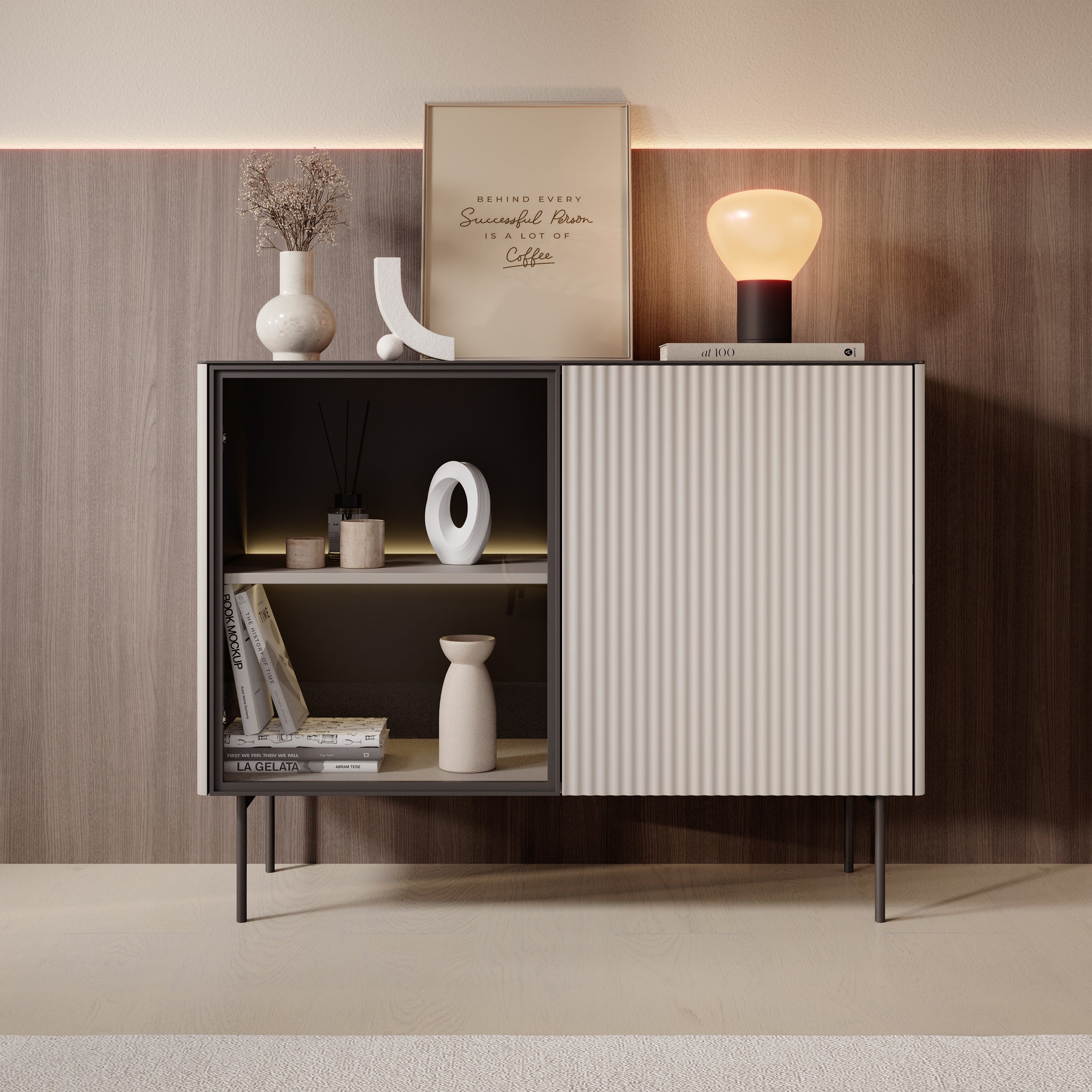 Okari - Dressoir - Beige - 107x39x84 cm