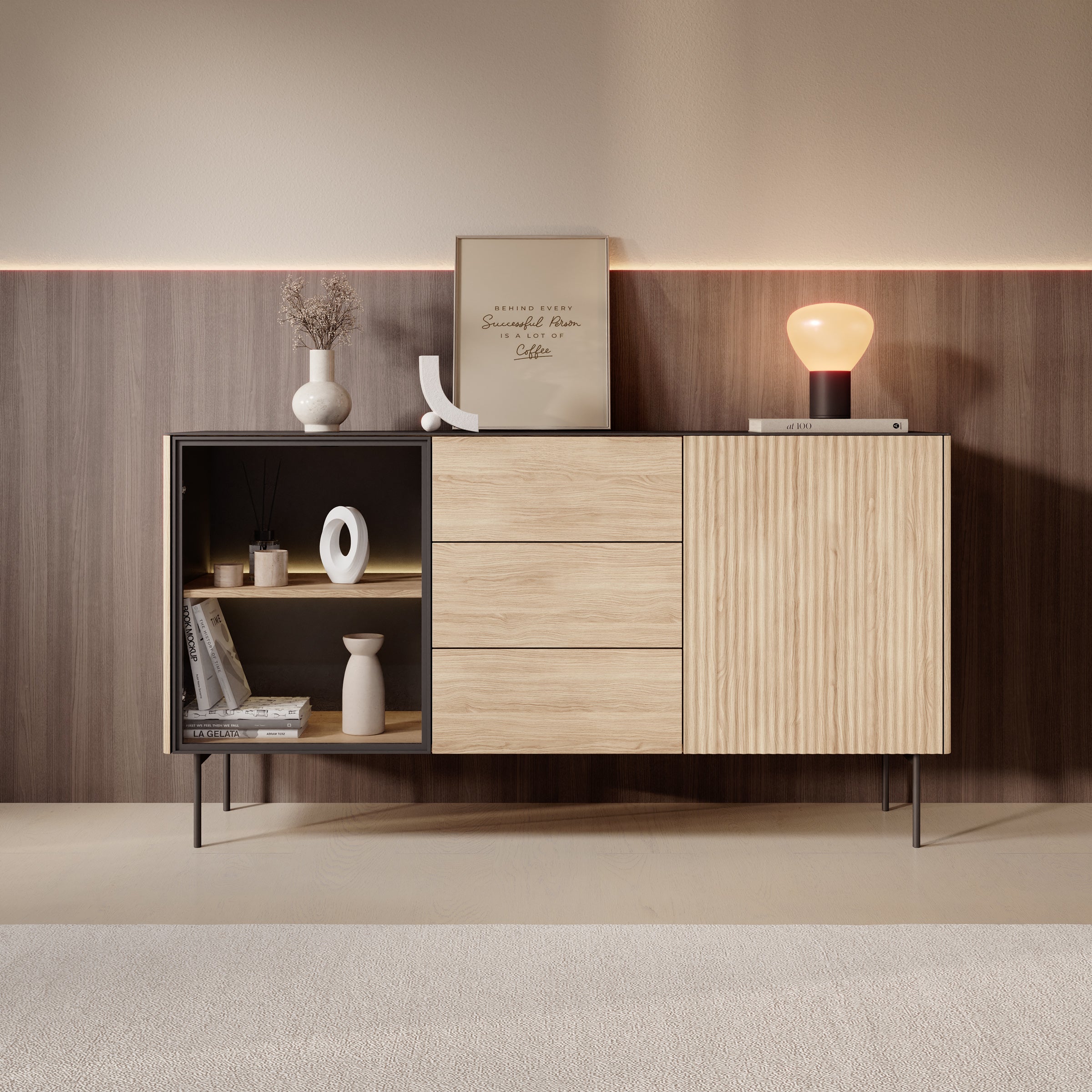 Okari - Dressoir - Eikenpatroon - 157x39x84 cm