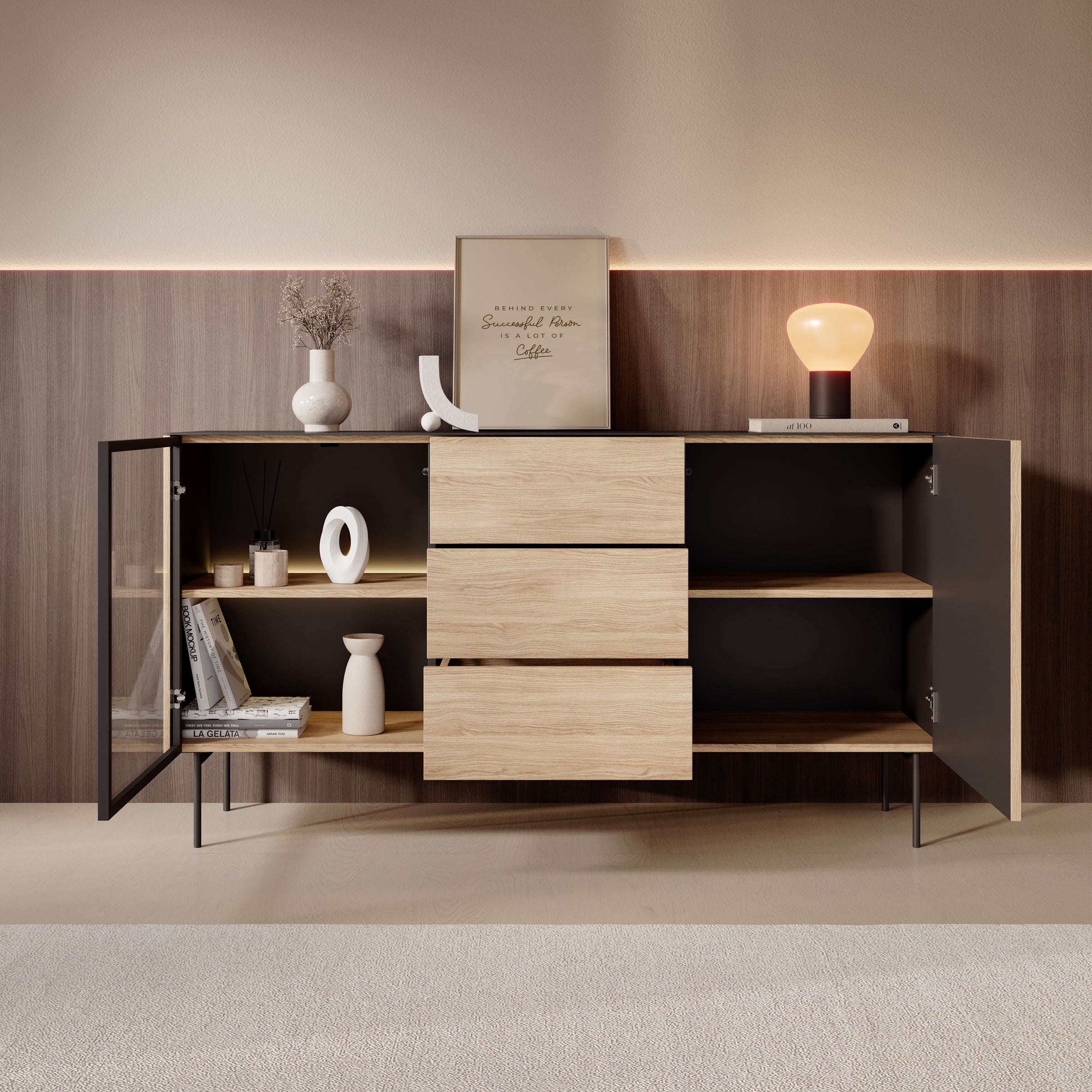 Okari - Dressoir - Eikenpatroon - 157x39x84 cm