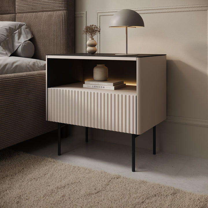 Okari - Nachtkastje - Beige - 57x39x57 cm