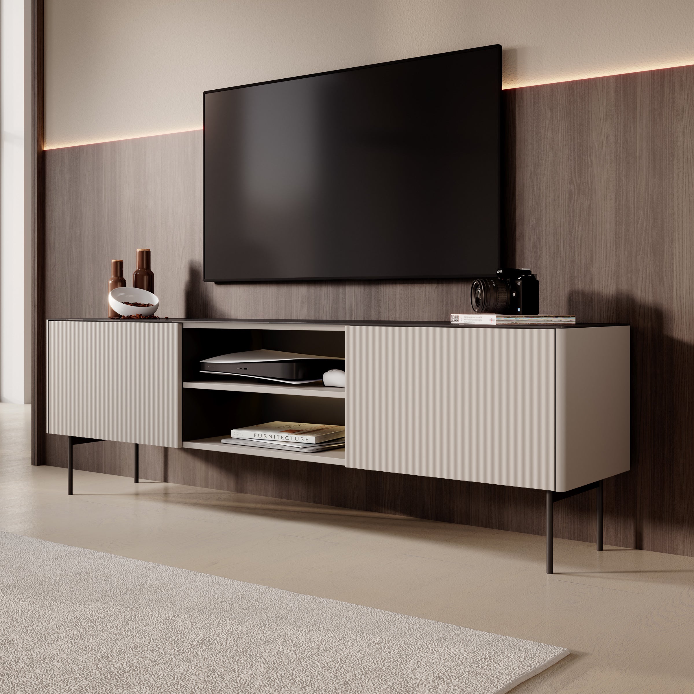 Okari - TV-Meubel - Beige - 180x39x57 cm