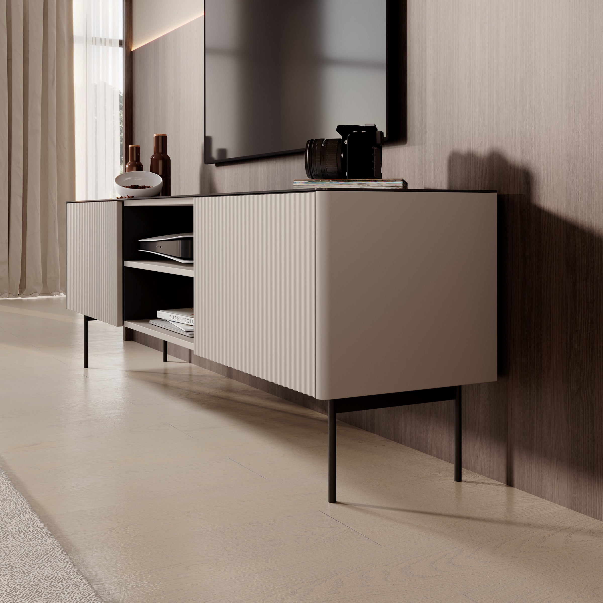 Okari - TV-Meubel - Beige - 180x39x57 cm