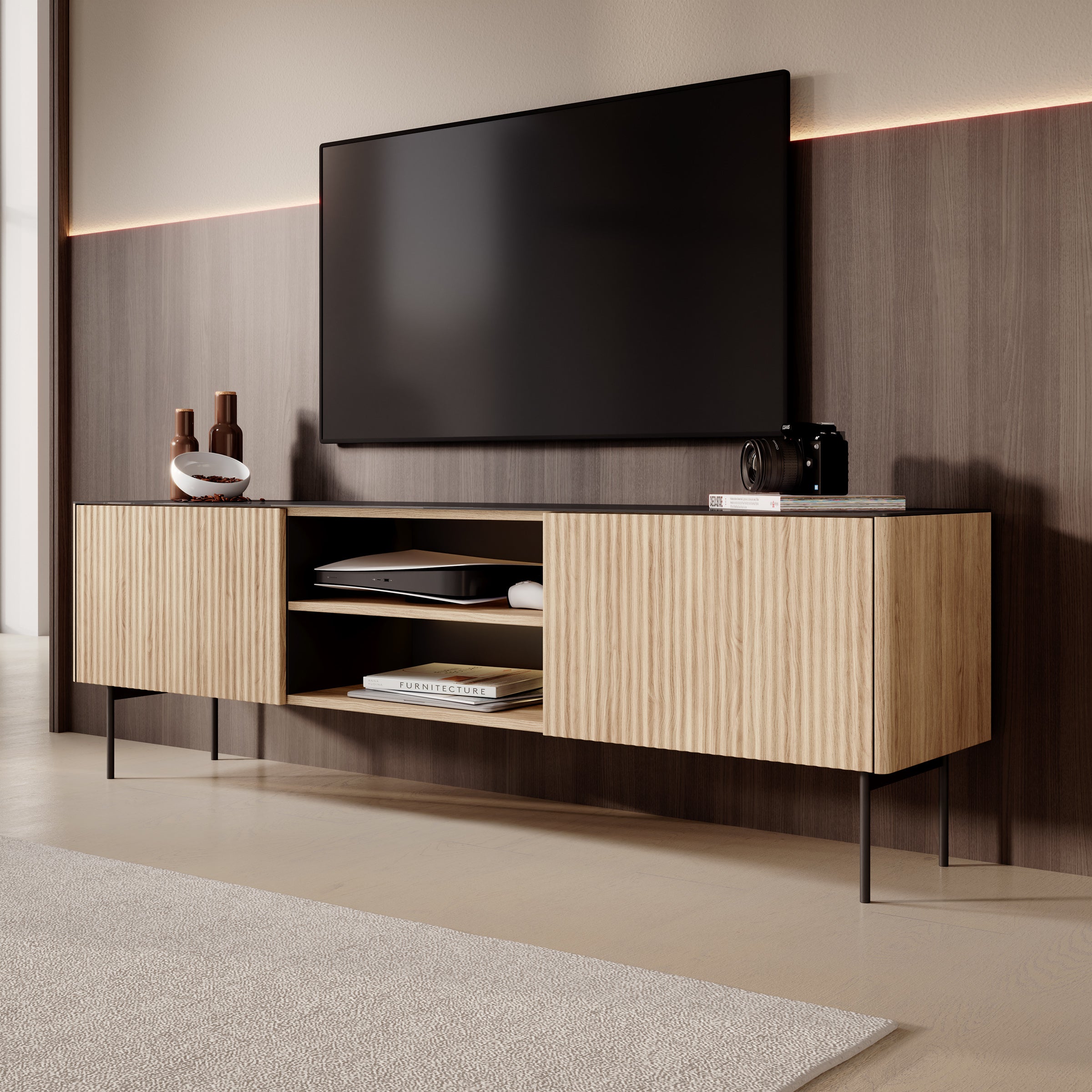 Okari - TV-Meubel - Eikenpatroon - 180x39x57 cm