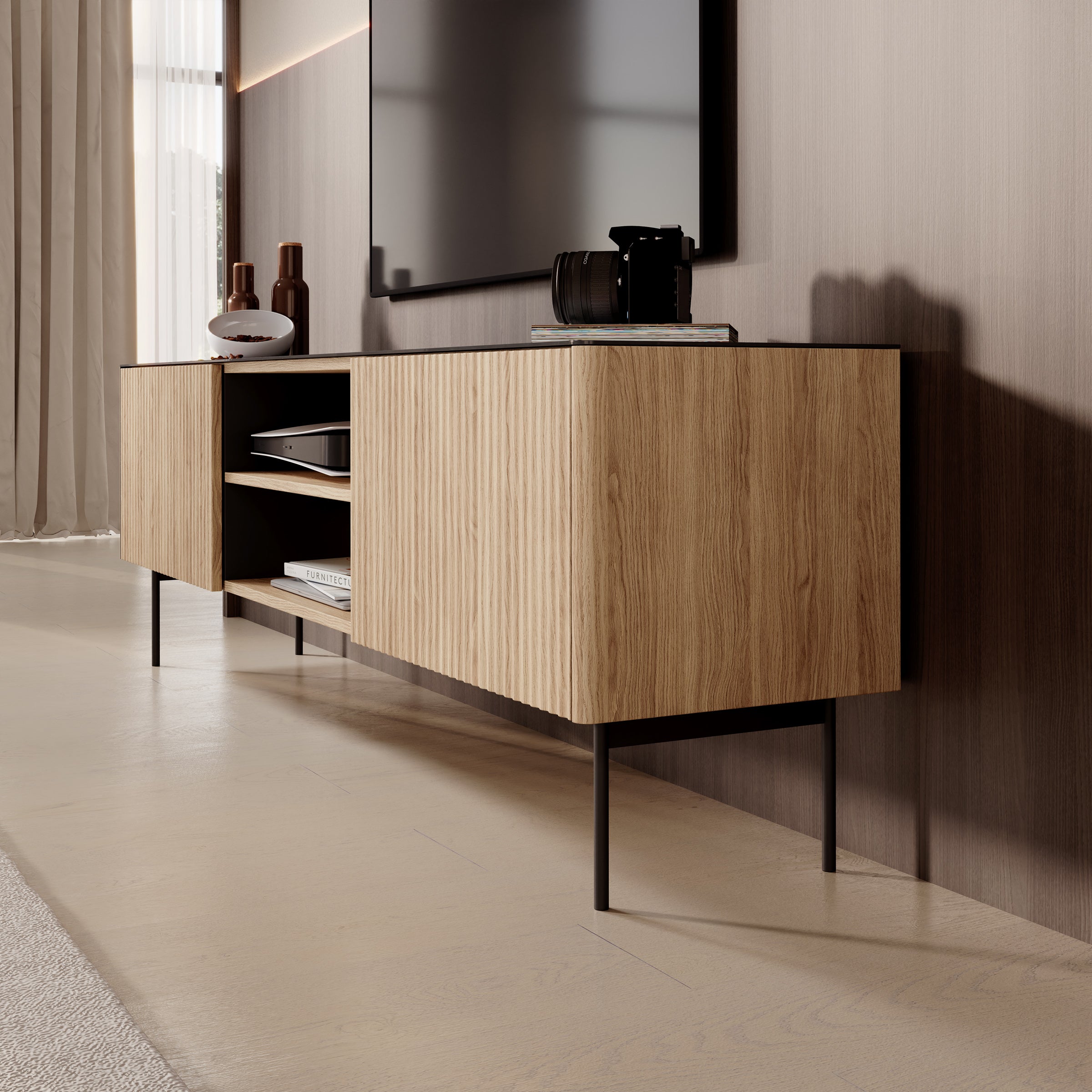 Okari - TV-Meubel - Eikenpatroon - 180x39x57 cm