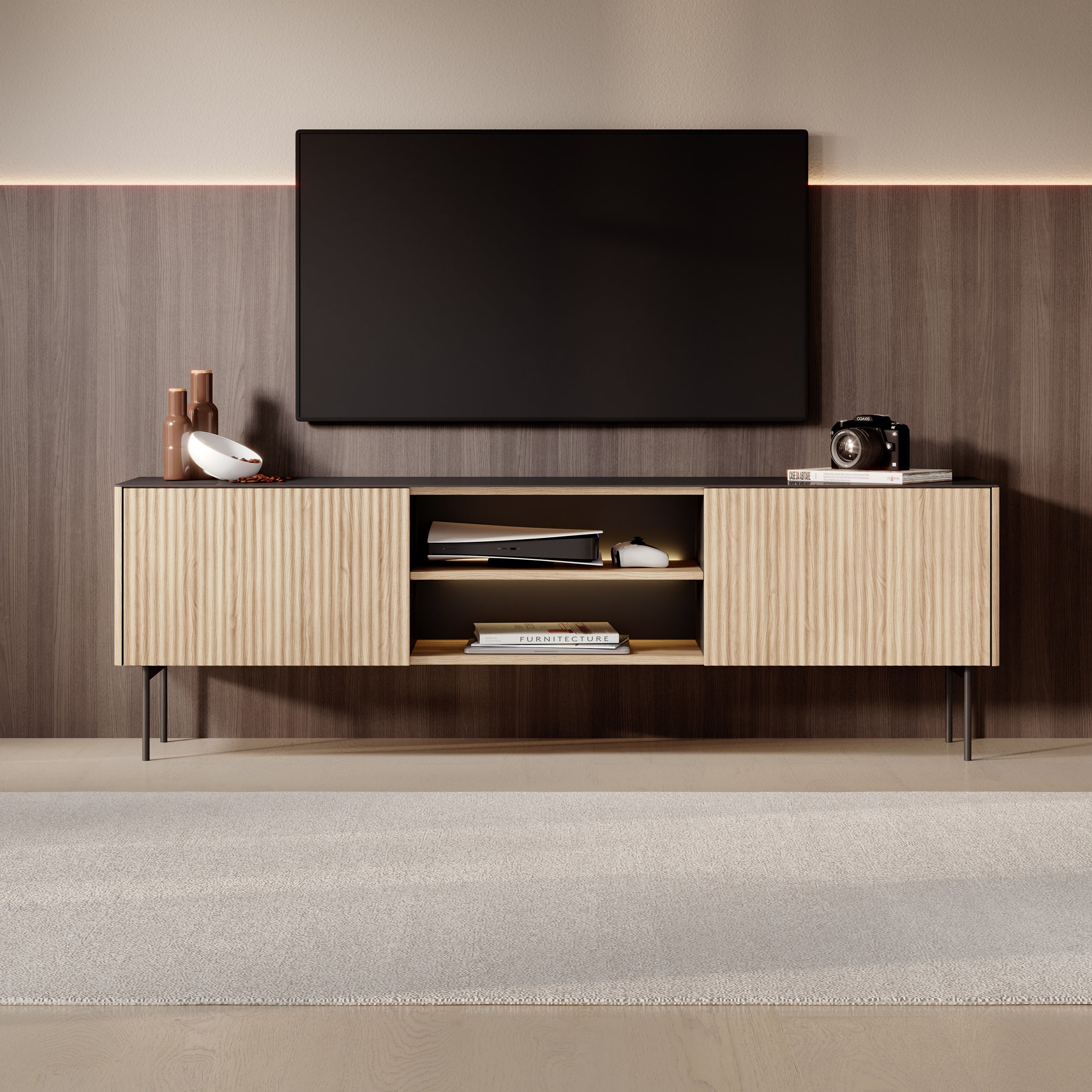 Okari - TV-Meubel - Eikenpatroon - 180x39x57 cm
