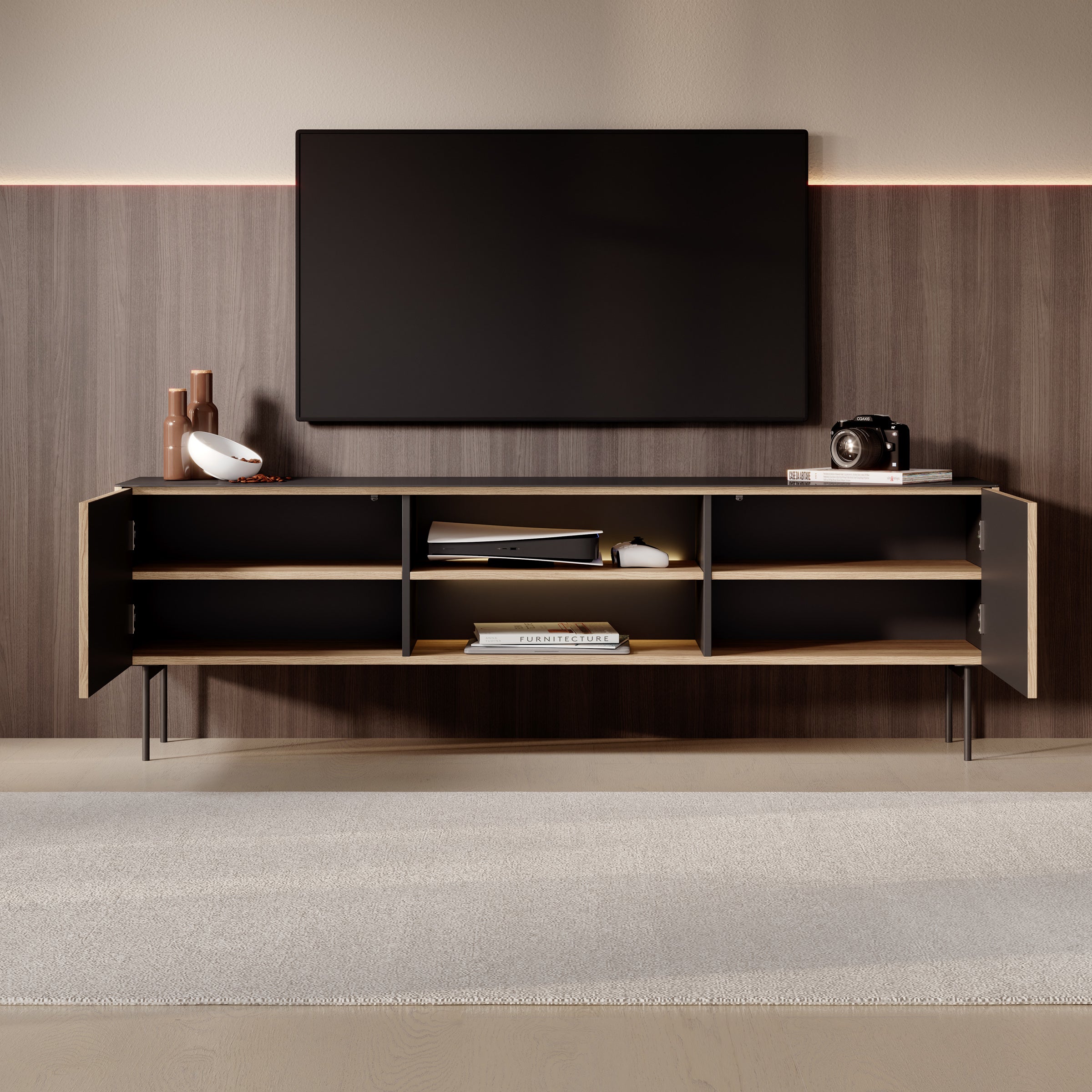 Okari - TV-Meubel - Eikenpatroon - 180x39x57 cm