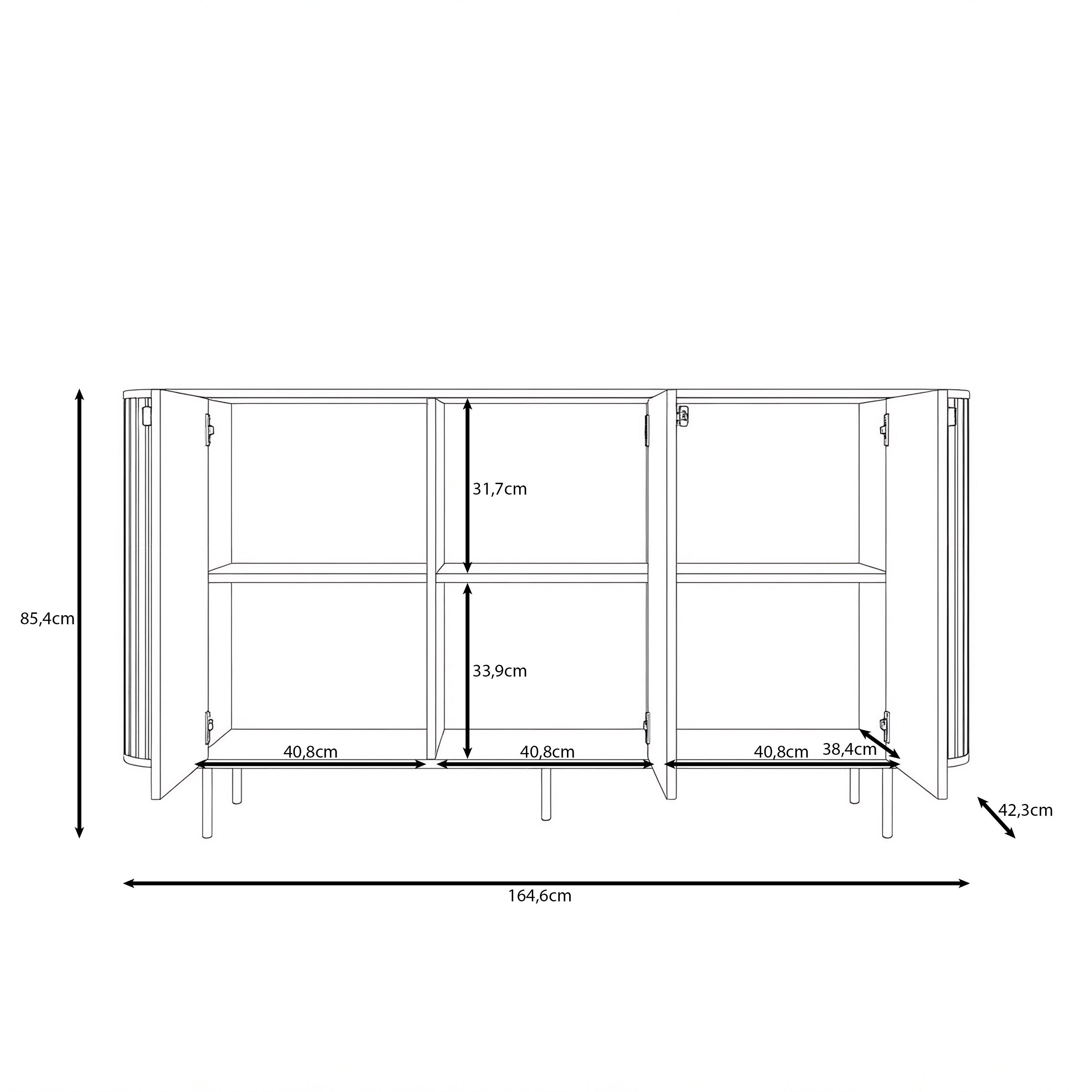 Olivea - Dressoir - Beige - 165x42x85 cm
