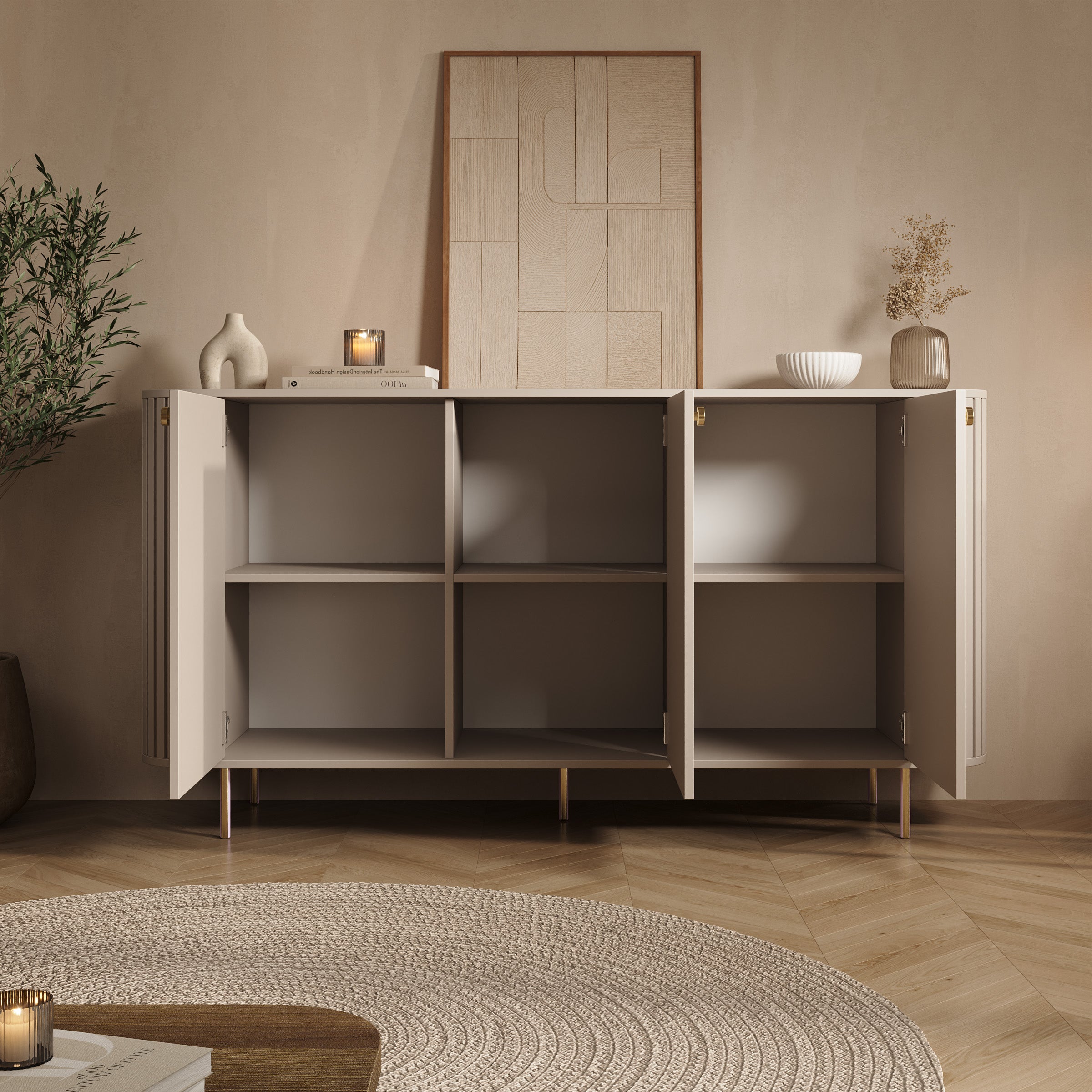 Olivea - Dressoir - Beige - 165x42x85 cm
